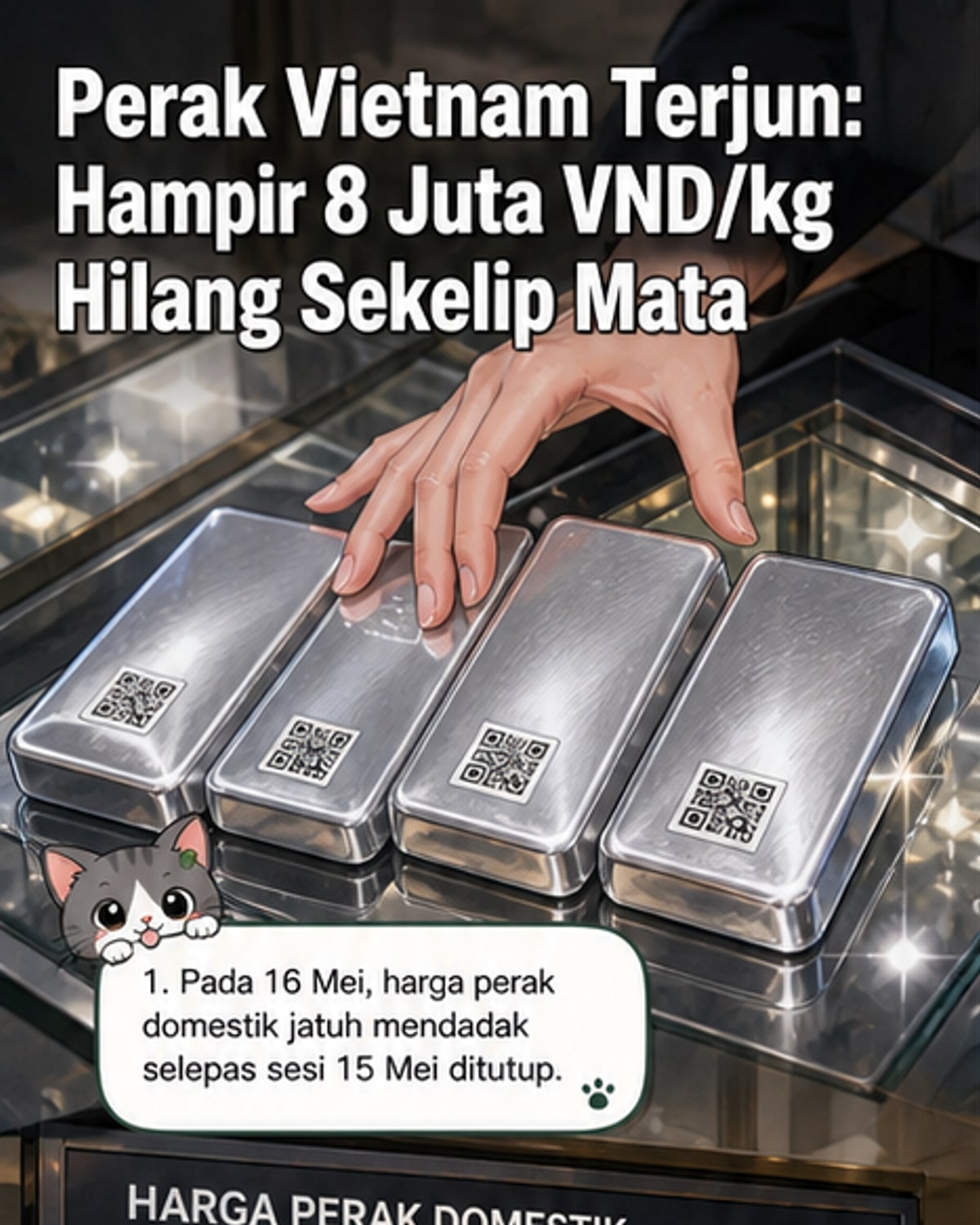 Harga perak jatuh mendadak hampir 8 juta VND/kg