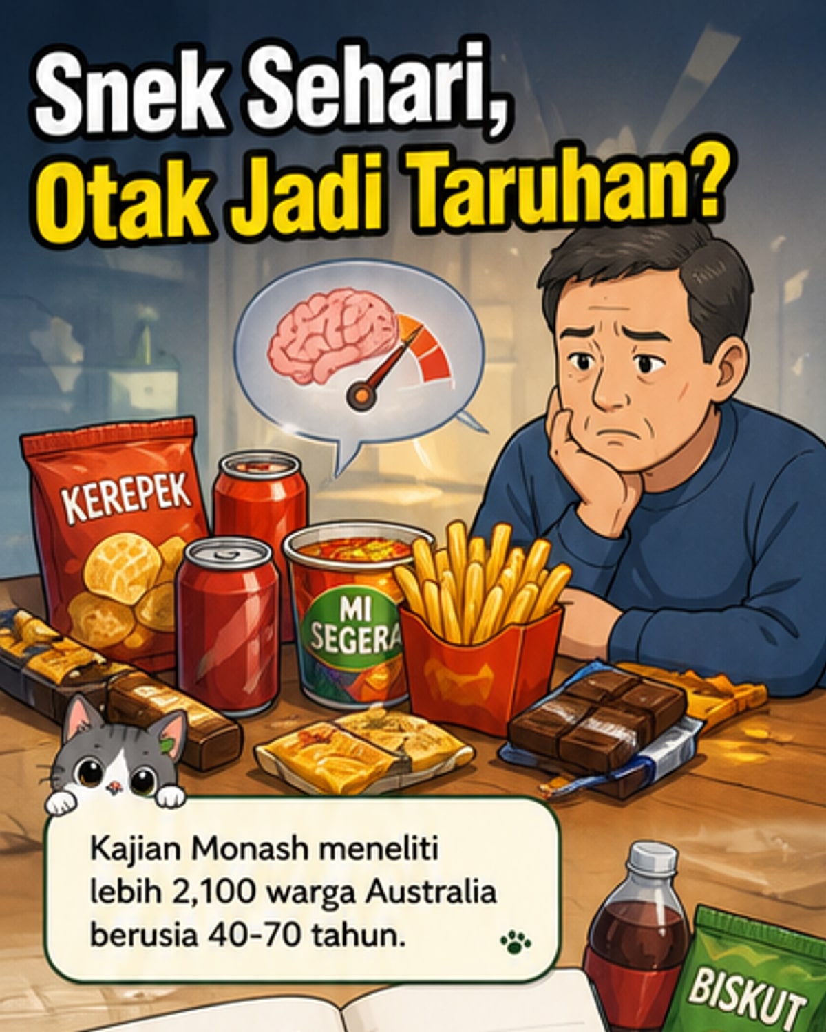 Satu snek sehari tingkatkan risiko demensia