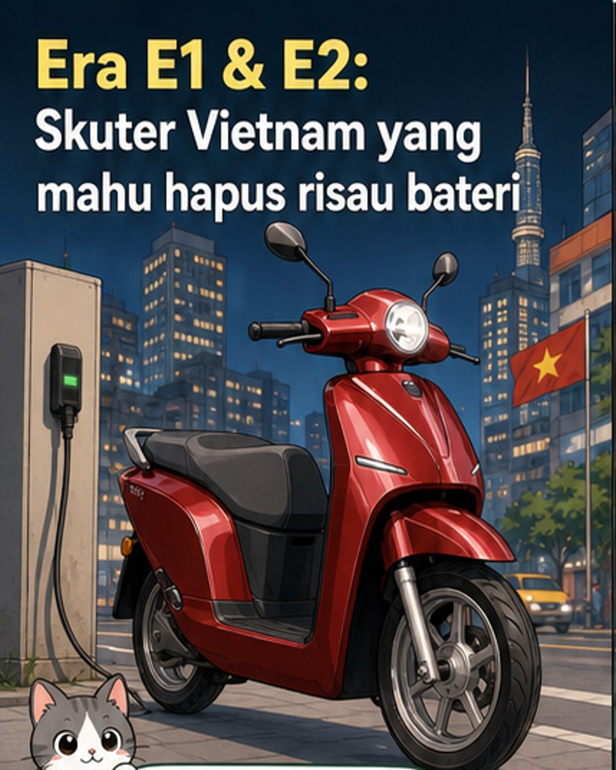 Skuter elektrik Vietnam tawar cas 15 minit