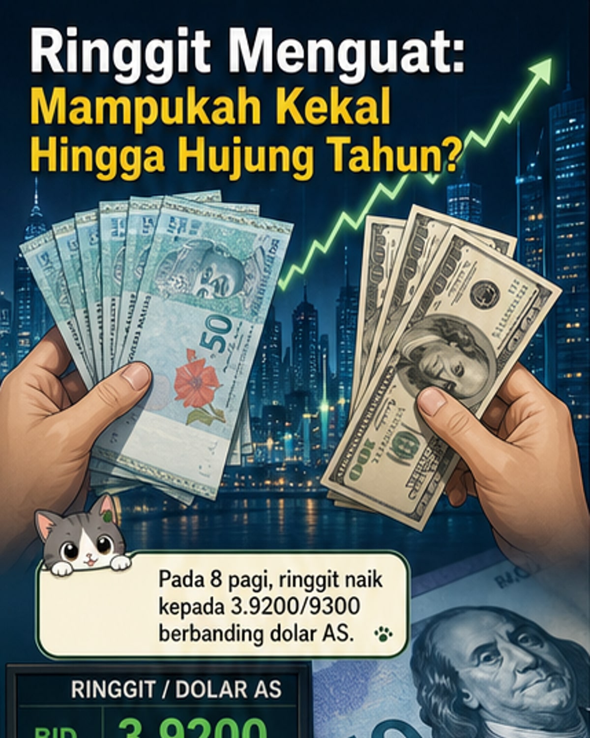 Ringgit dijangka kukuh pada RM3.92–3.95