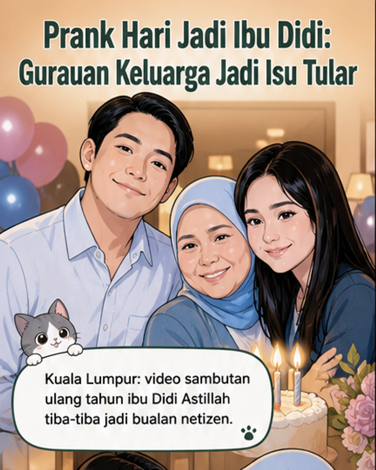 Didi Astillah bersama ibunya Siti Zarina dalam gambar dari Instagram, selepas isu video prank hari jadi menjadi tular.