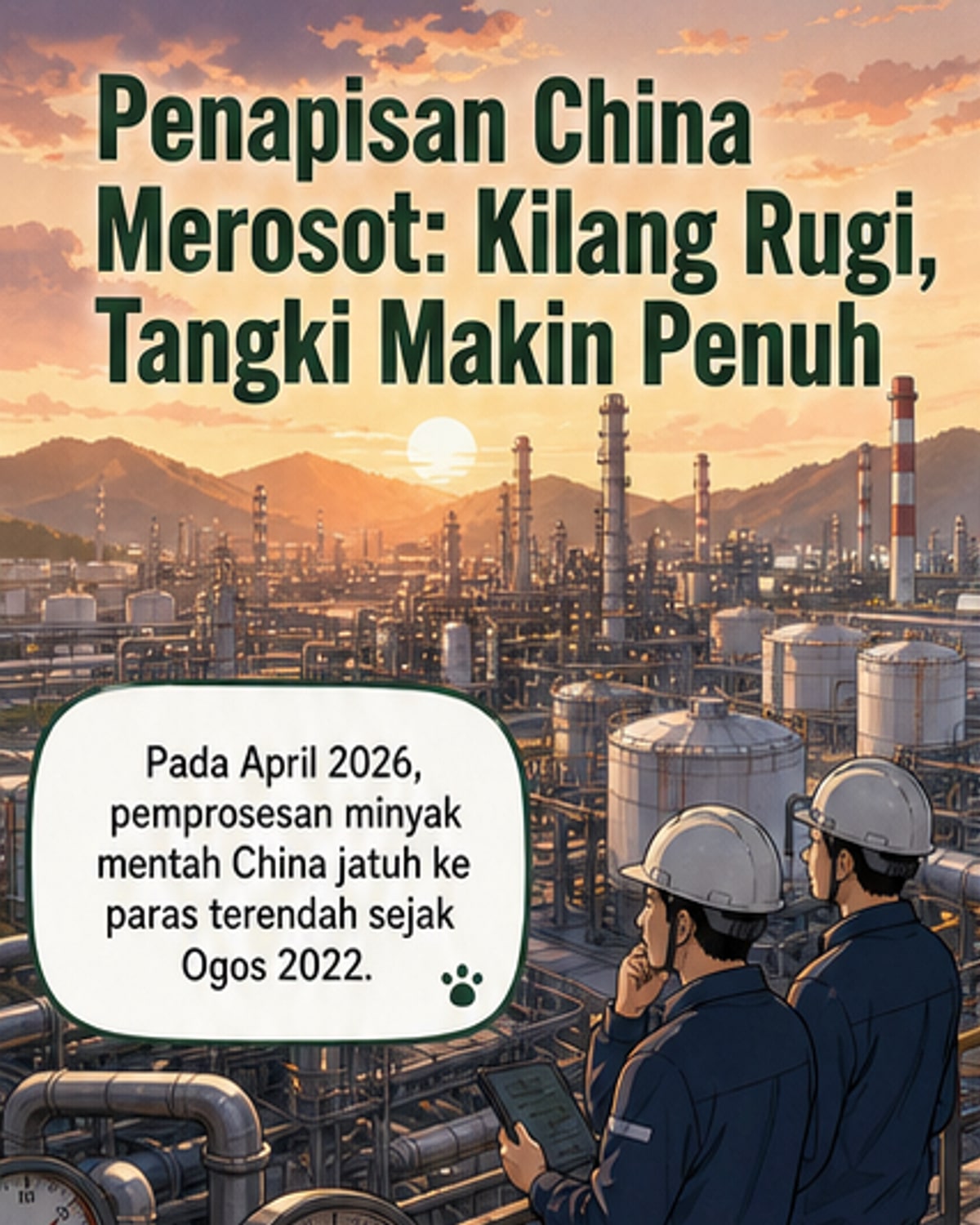 Output minyak China jatuh ke paras terendah