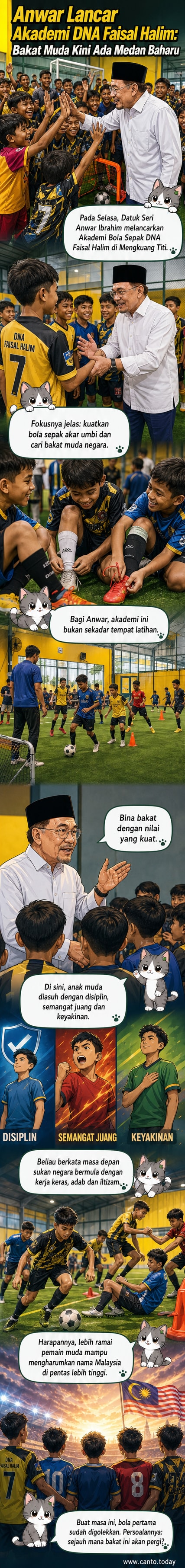 Perdana Menteri Anwar Ibrahim hadir dalam pelancaran akademi bola sepak akar umbi bernama DNA Faisal Halim di Bukit Mertajam.