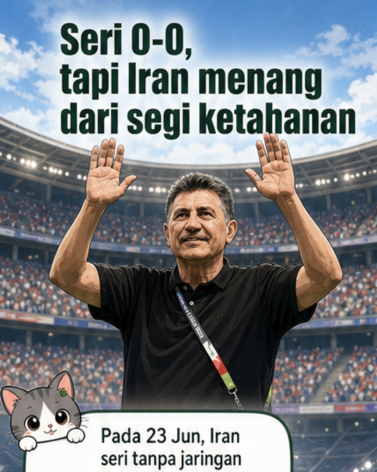 Pasukan Iran dan Belgium bertemu di padang dalam perlawanan Piala Dunia 2026 di Los Angeles, dengan pemain Iran dilihat berdiri teguh selepas keputusan seri 0-0.