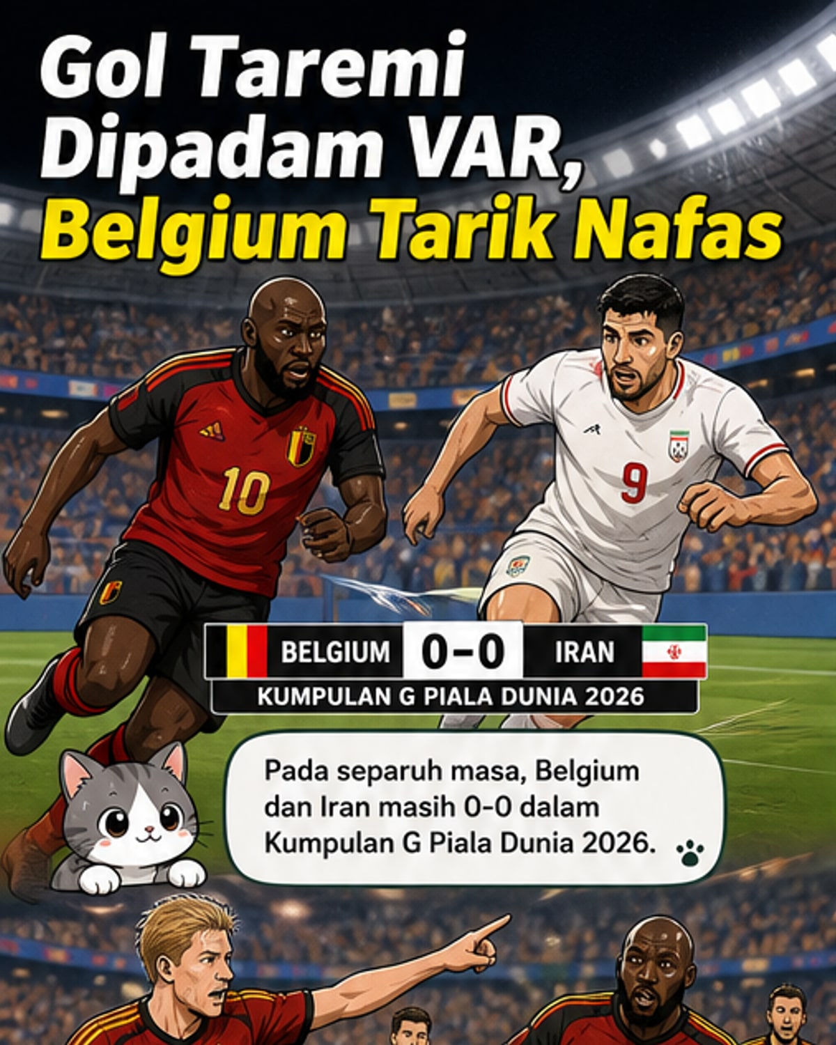 VAR Batalkan Gol Iran Lawan Belgium