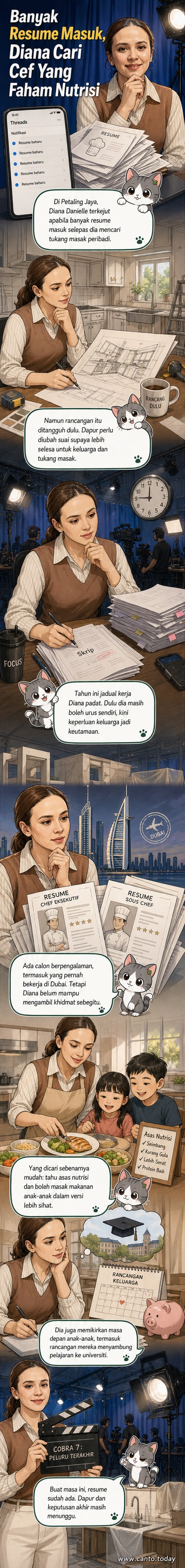 Pelakon Diana Danielle sedang berbual tentang pencarian cef peribadi dengan pengetahuan nutrisi untuk keluarganya