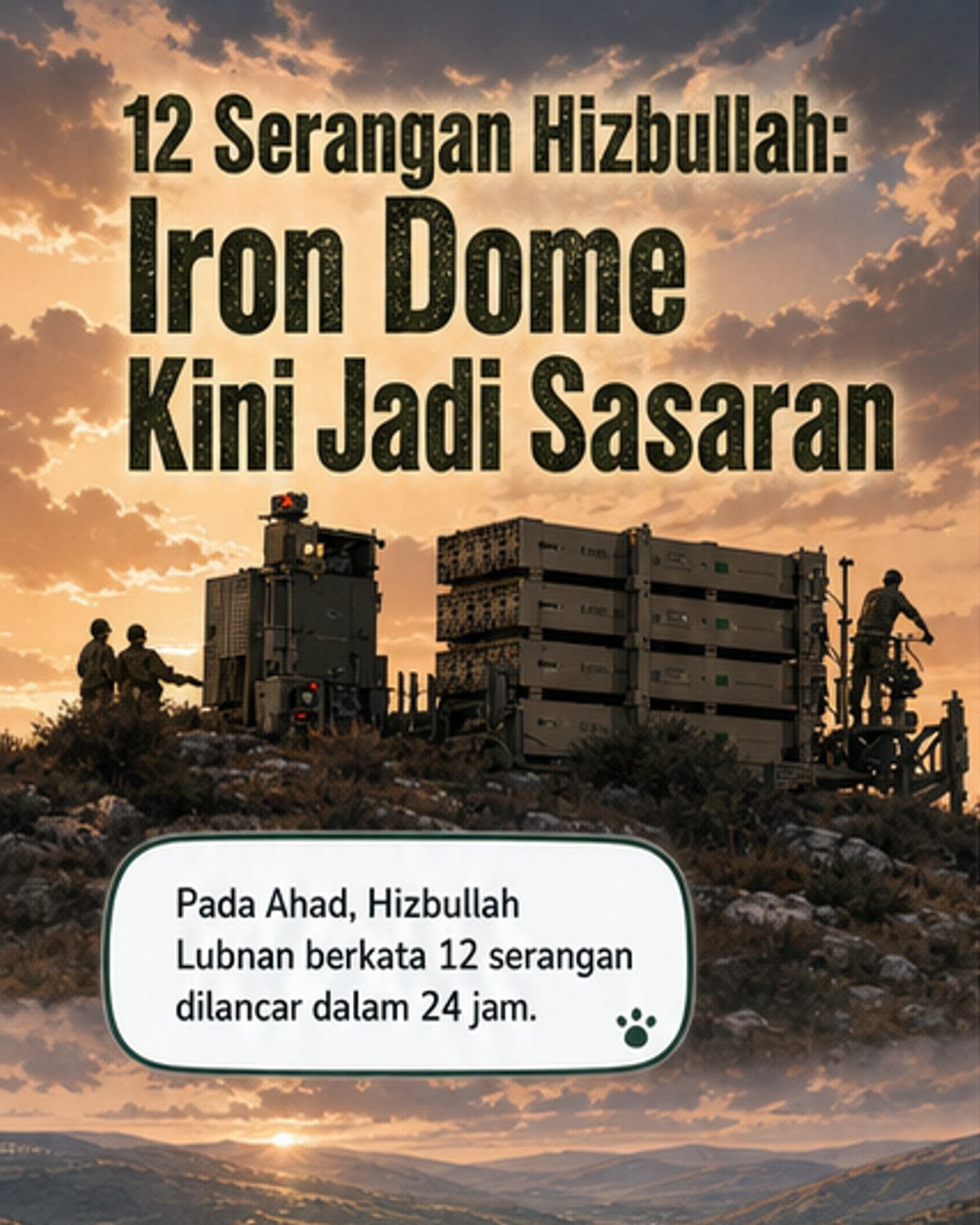 Hizbullah lancar 12 serangan ke atas sistem pertahanan Israel