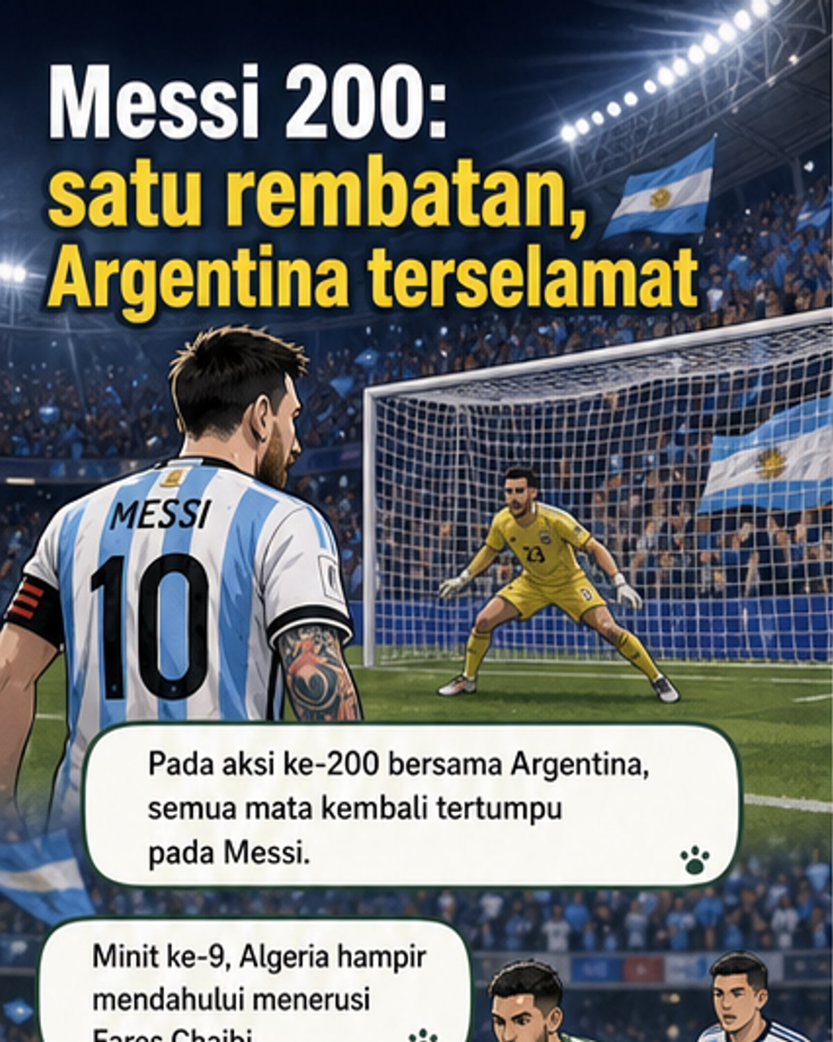 Messi cetak gol indah di perlawanan ke-200