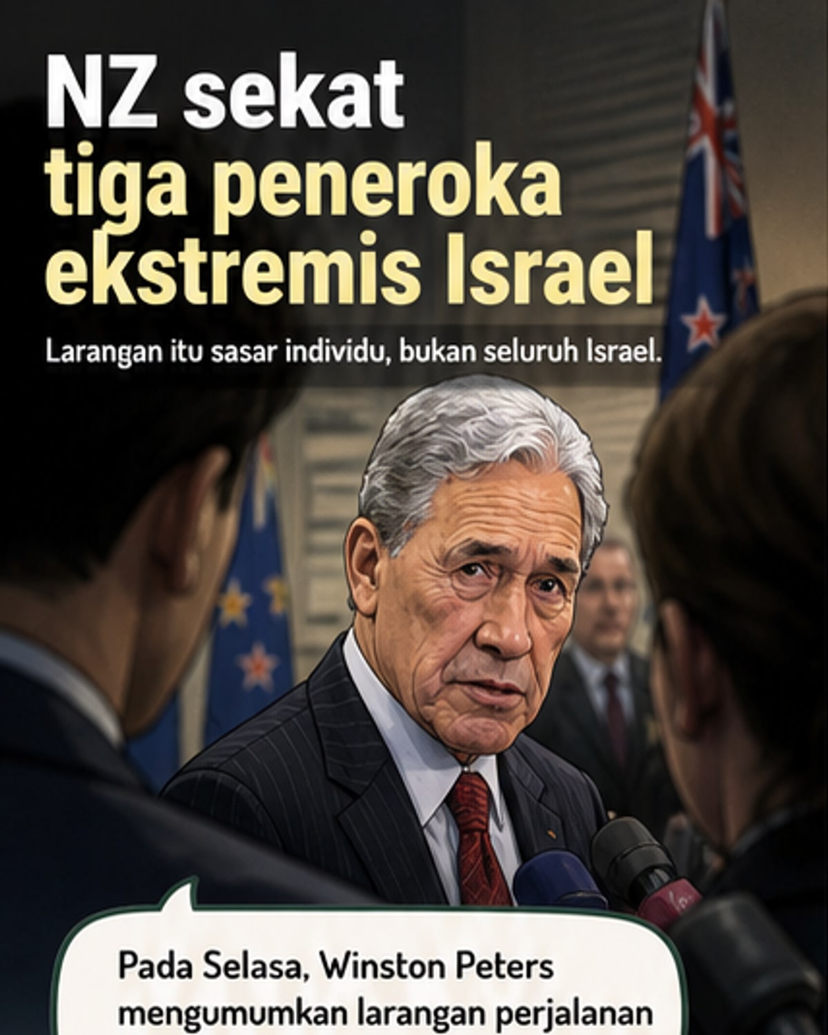 New Zealand sekatan tiga ekstremis Israel