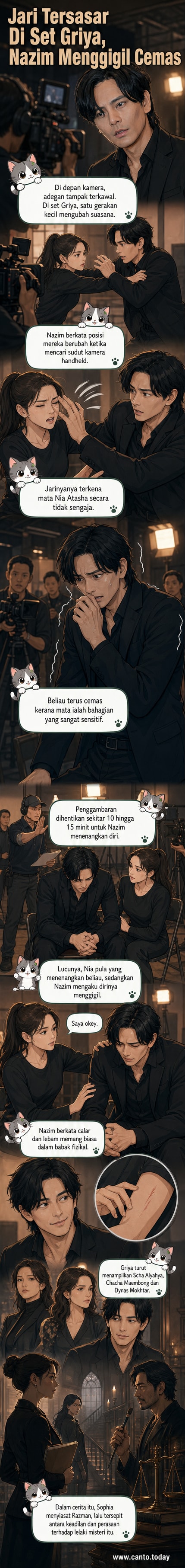 Pelakon Nazim Othman dan Nia Atasha dalam adegan tegang drama 'Griya', dengan ekspresi cemas dan ketegangan di wajah mereka.