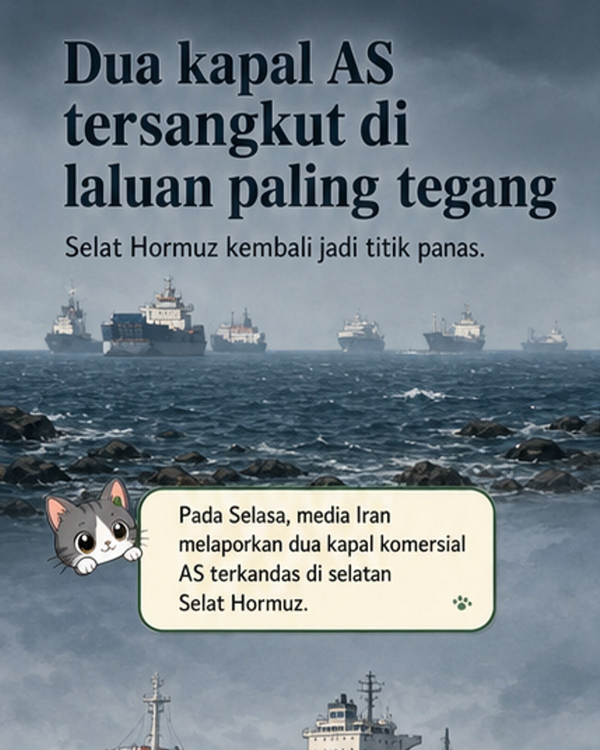 2 kapal AS terdampar di Selat Hormuz