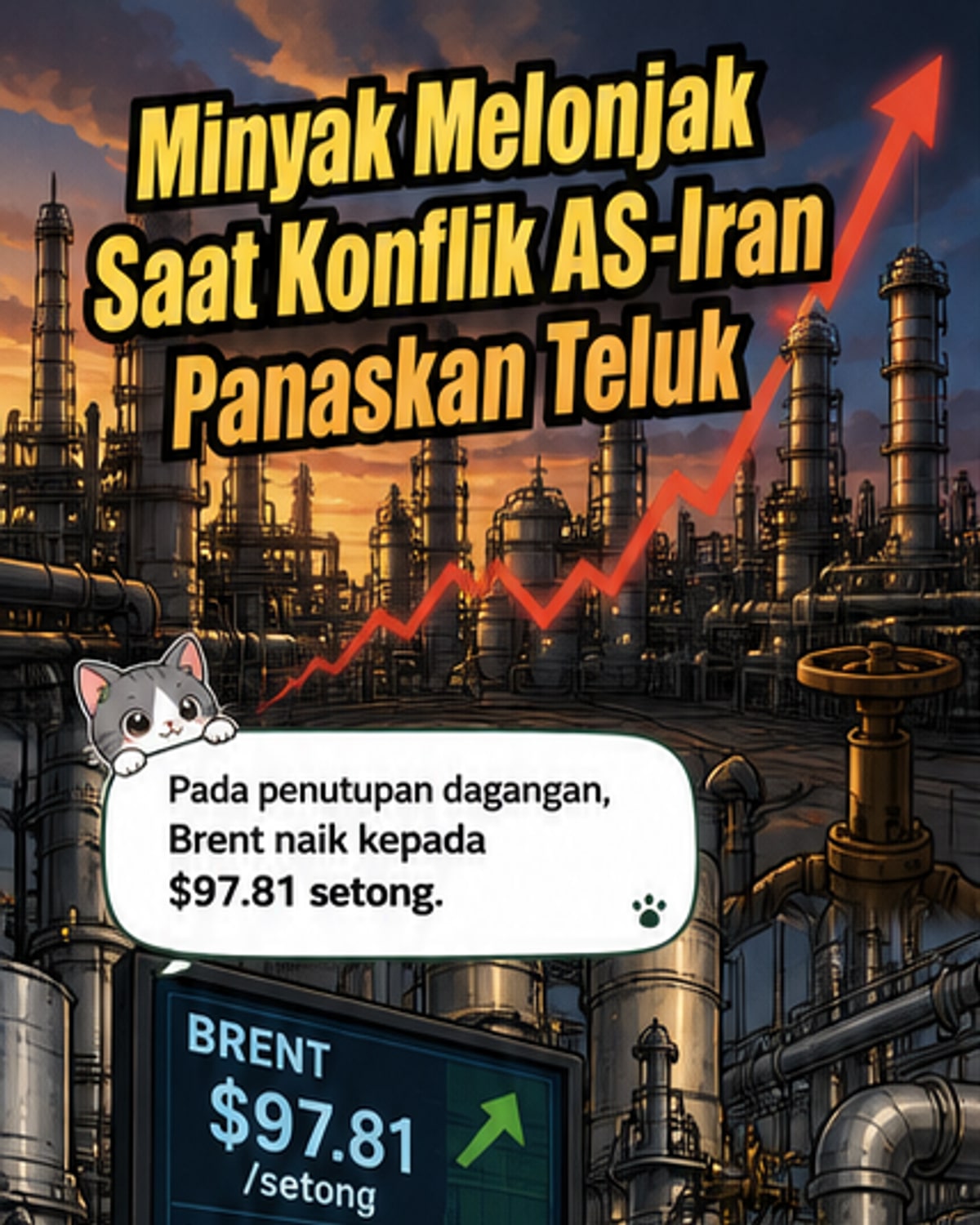 Minyak mentah melonjak akibat ketegangan Timur Tengah