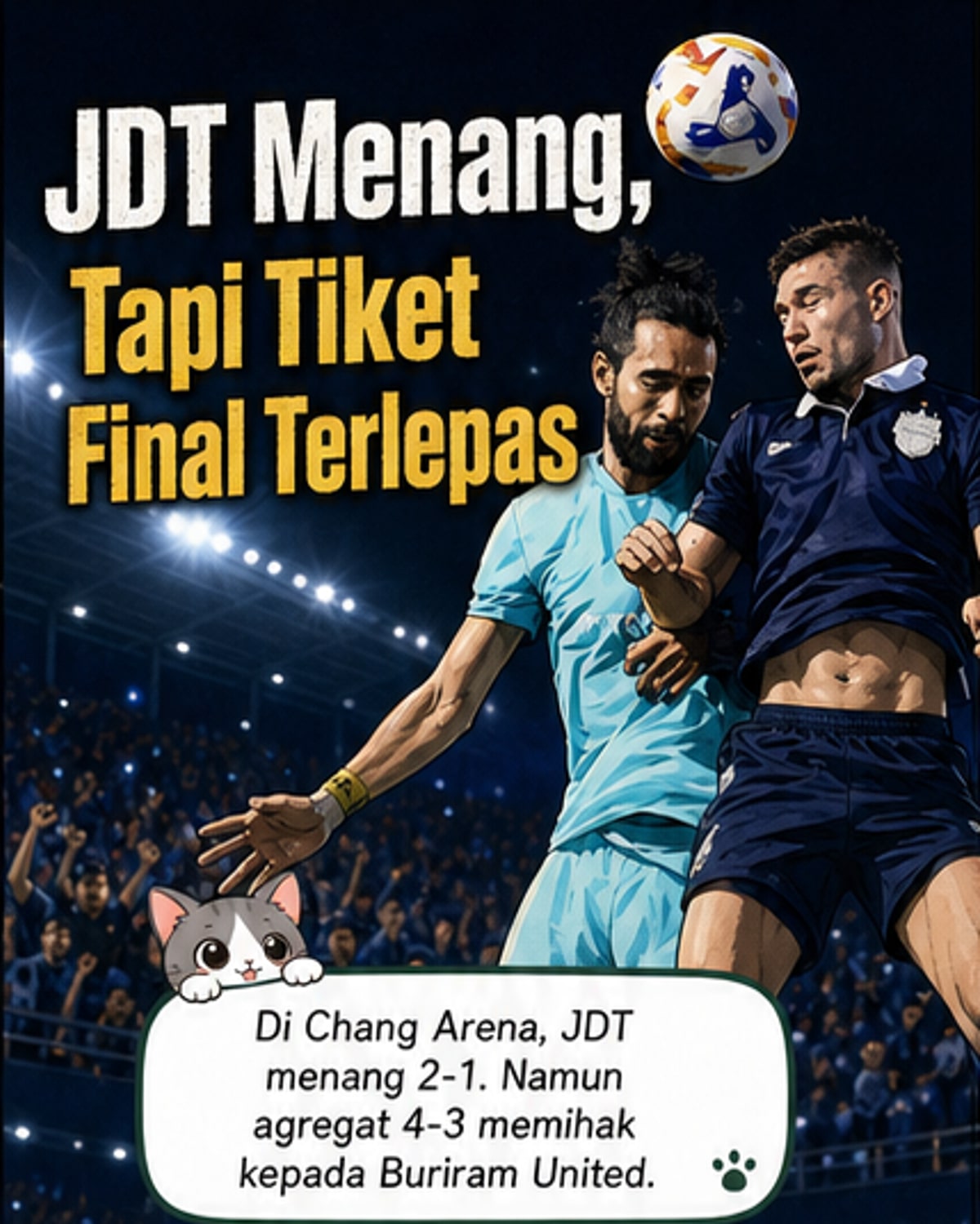 JDT tewas agregat 4-3, gagal ke final ACC