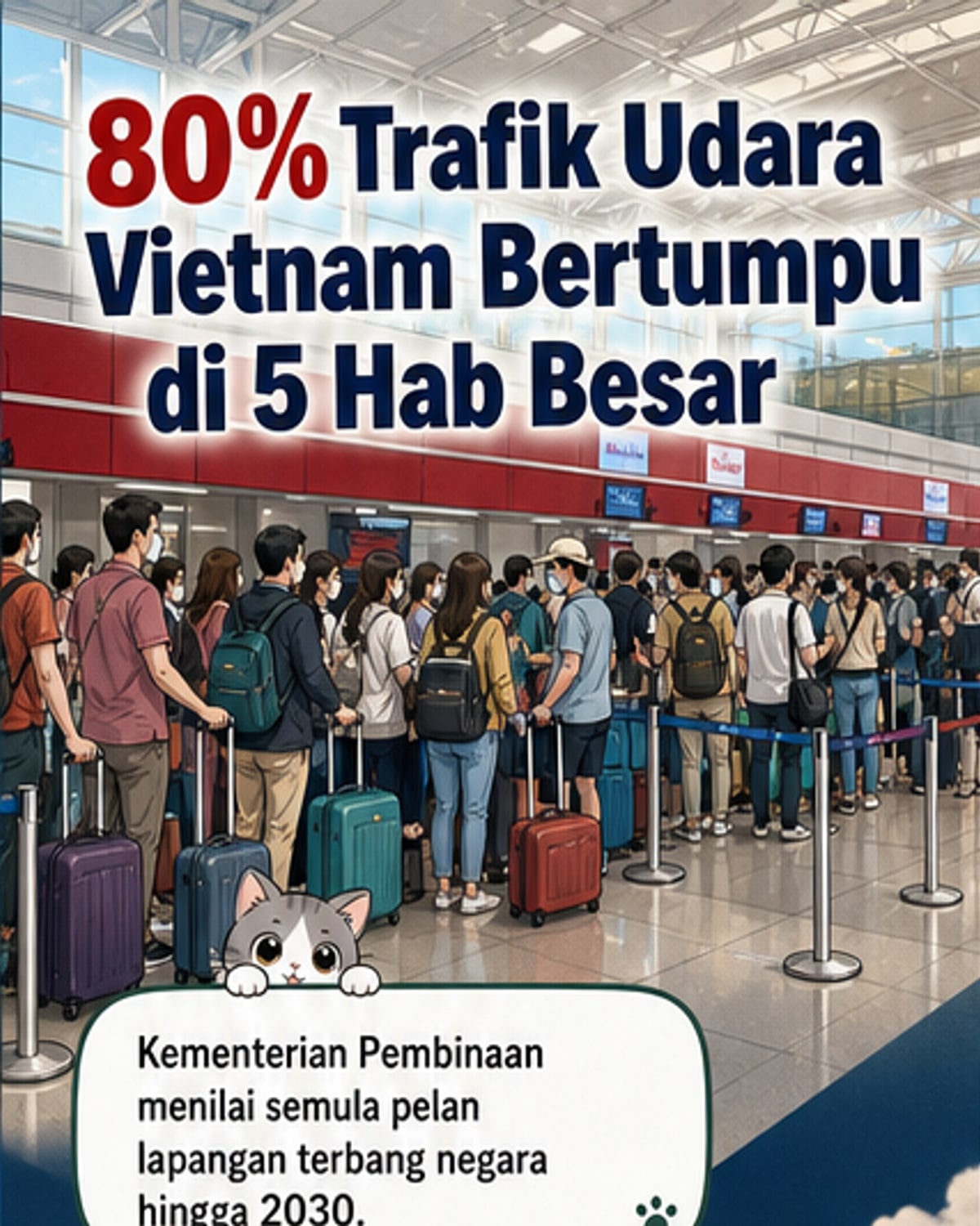 80% penumpang fokus di 5 lapangan terbang utama