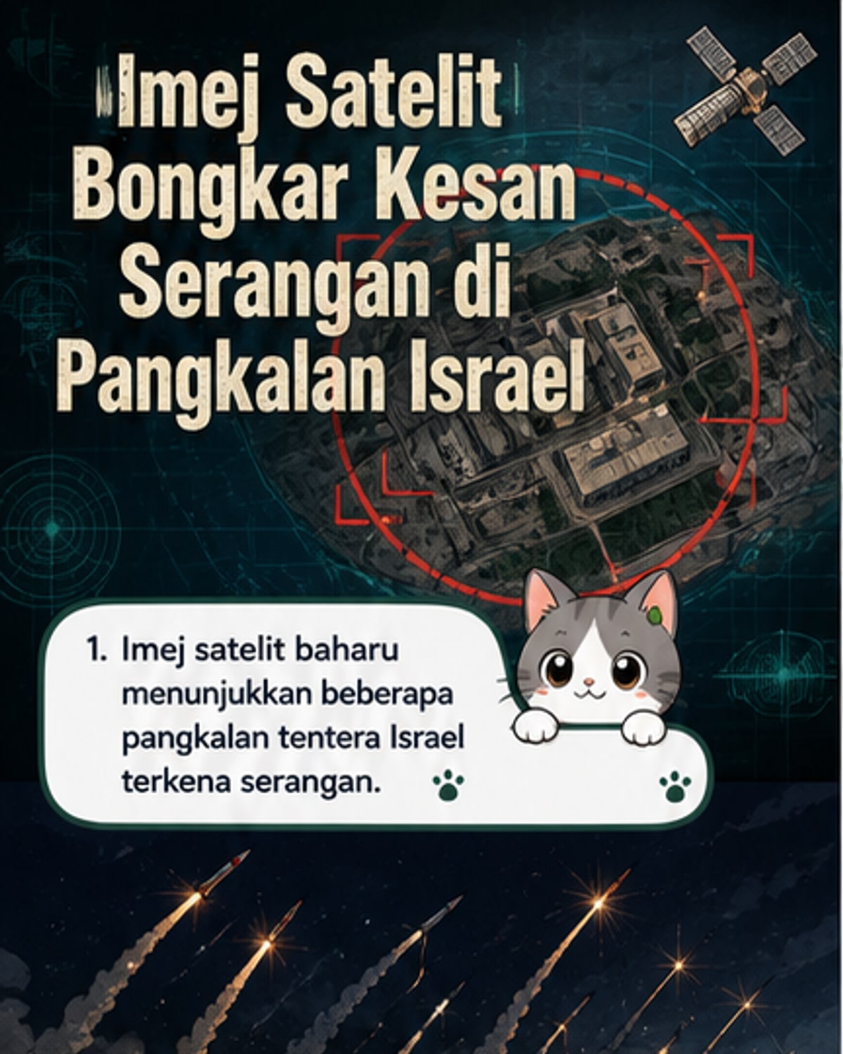 Imej satelit dedah kerosakan pangkalan tentera Israel