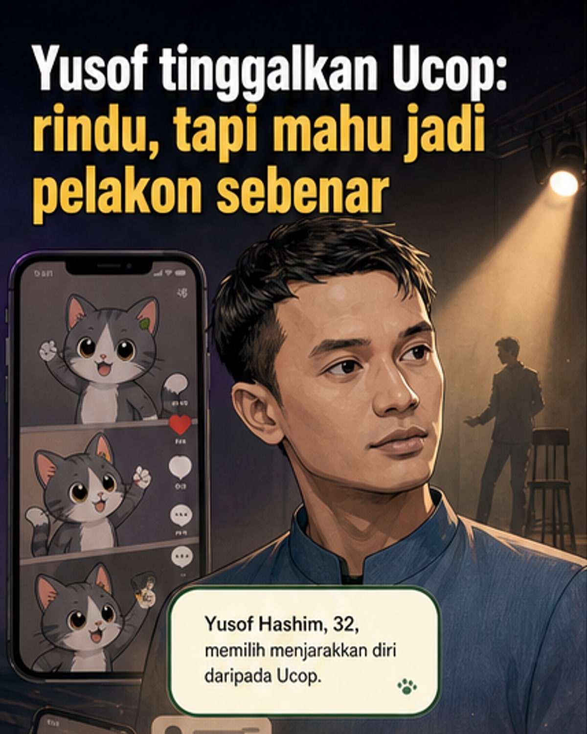 Tinggalkan Ucop untuk jadi pelakon