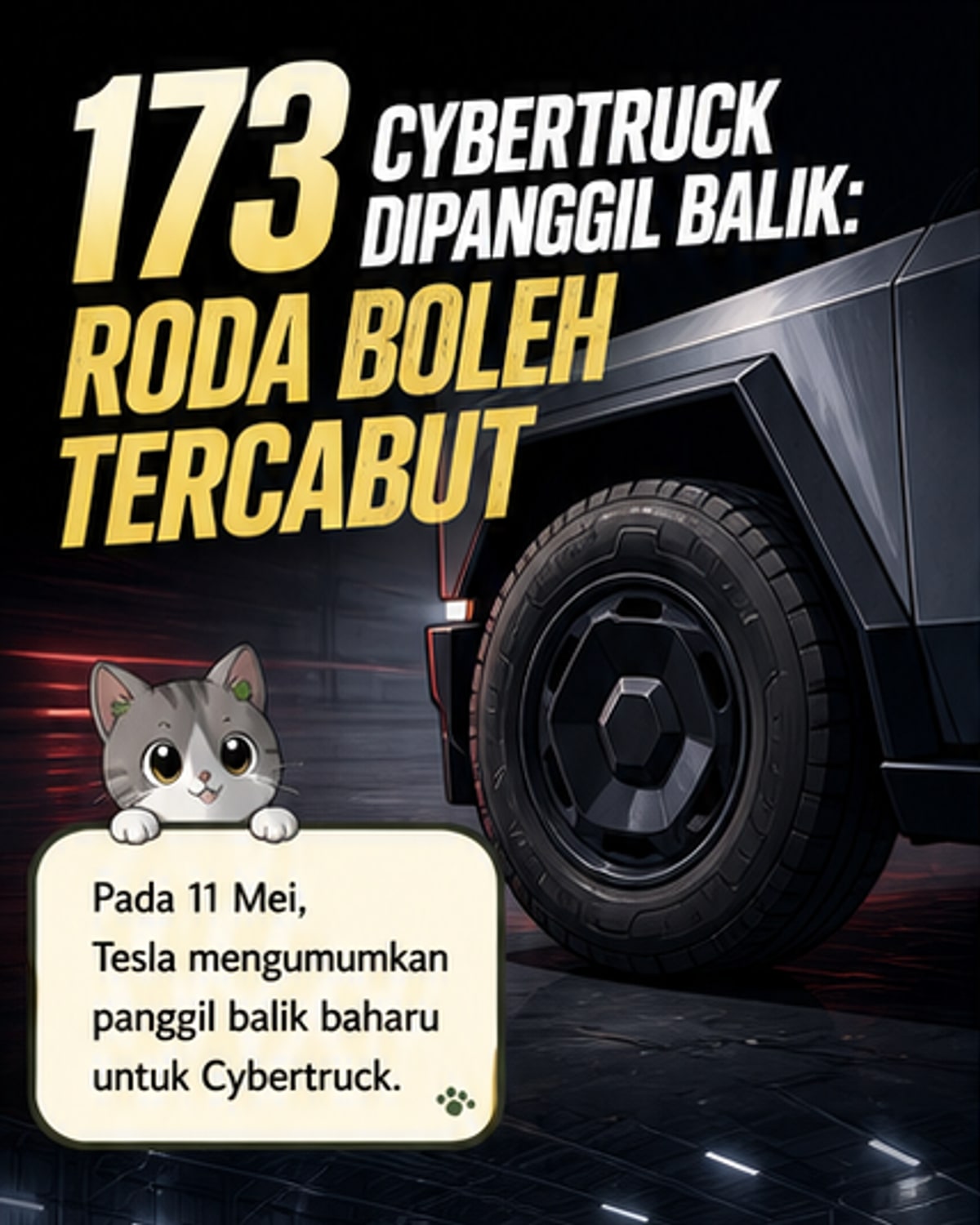 Roda boleh tercabut, Tesla panggil balik 173 unit