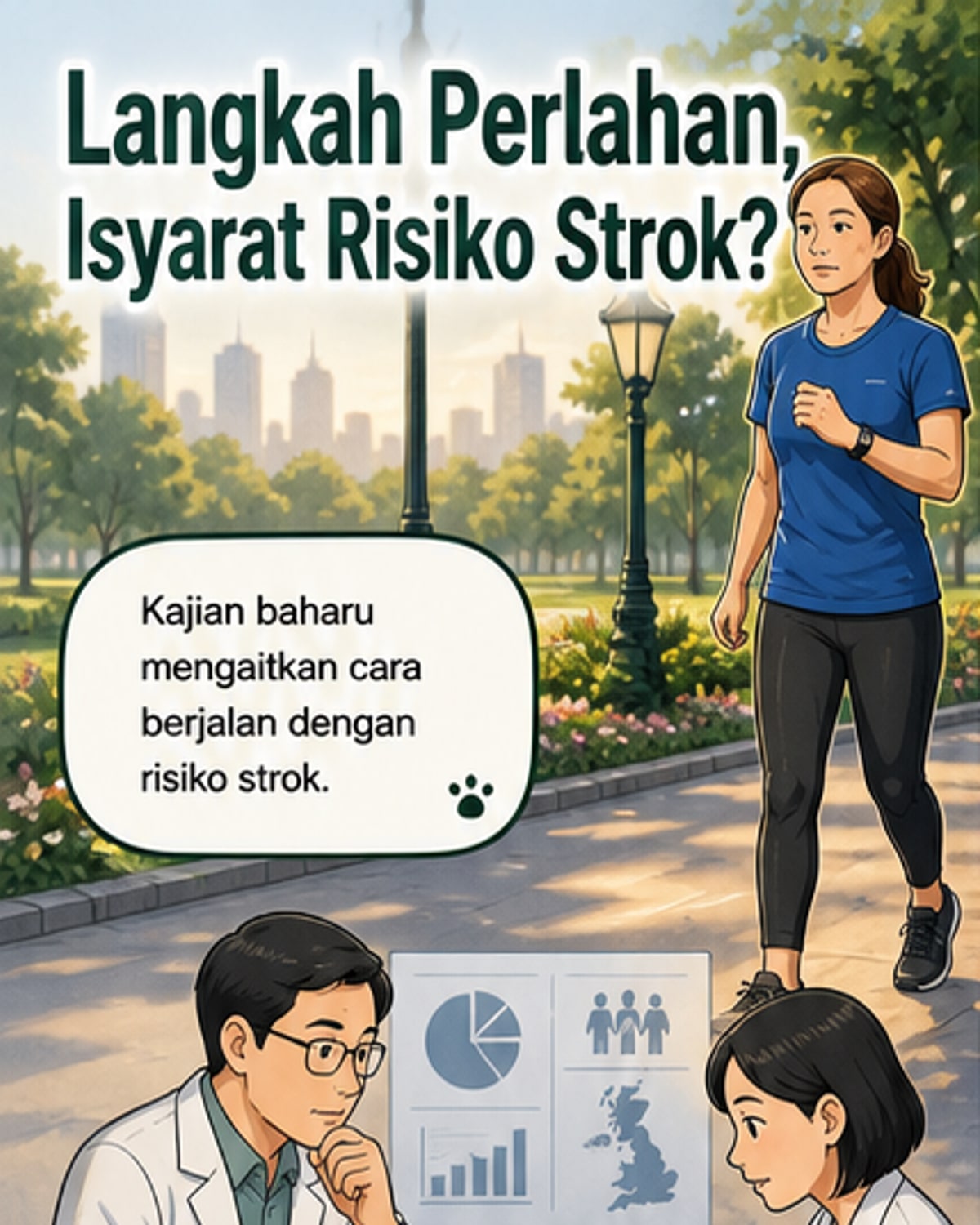 Berjalan perlahan tanda awal risiko strok?