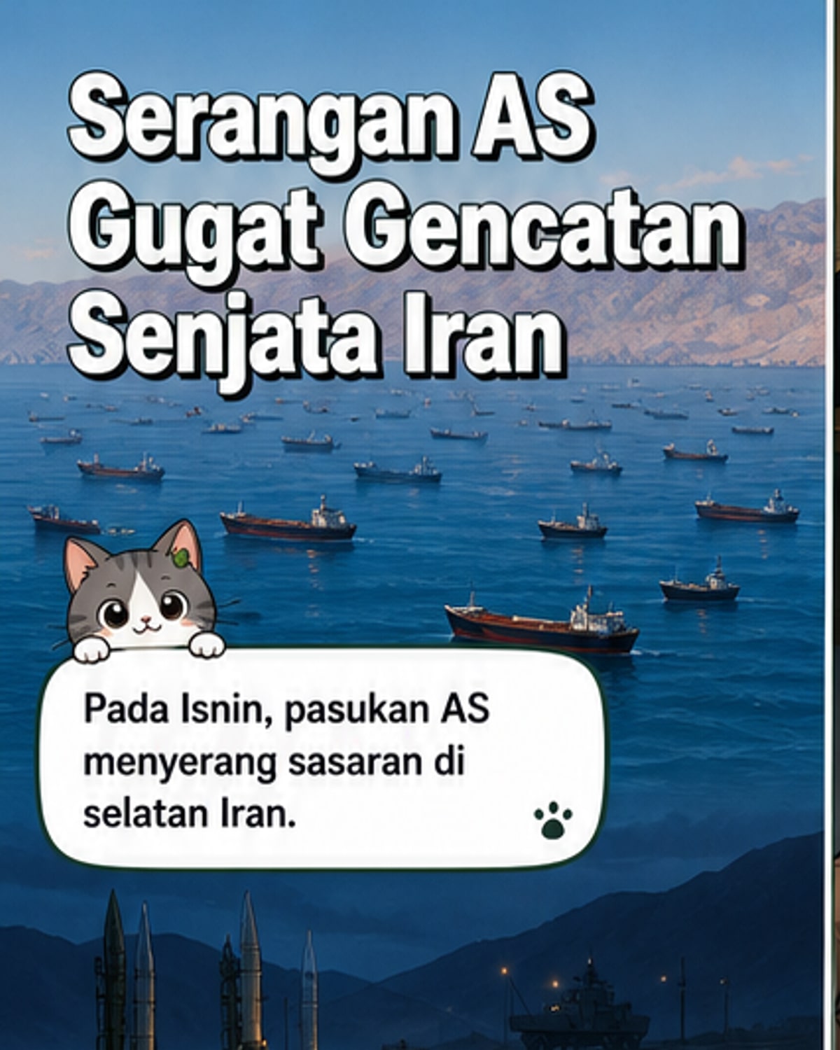 AS Serang Tapak Peluru Berpandu di Selatan Iran