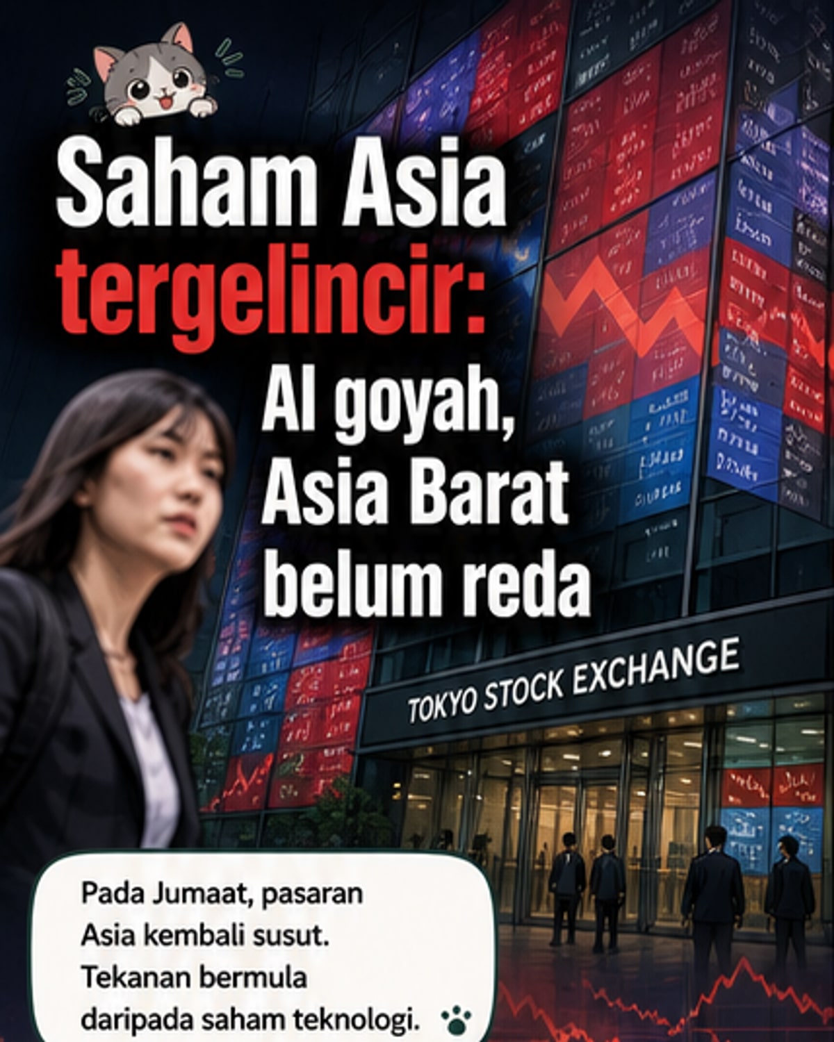 Saham Asia Jatuh Lagi, Tekanan dari AI & Geopolitik