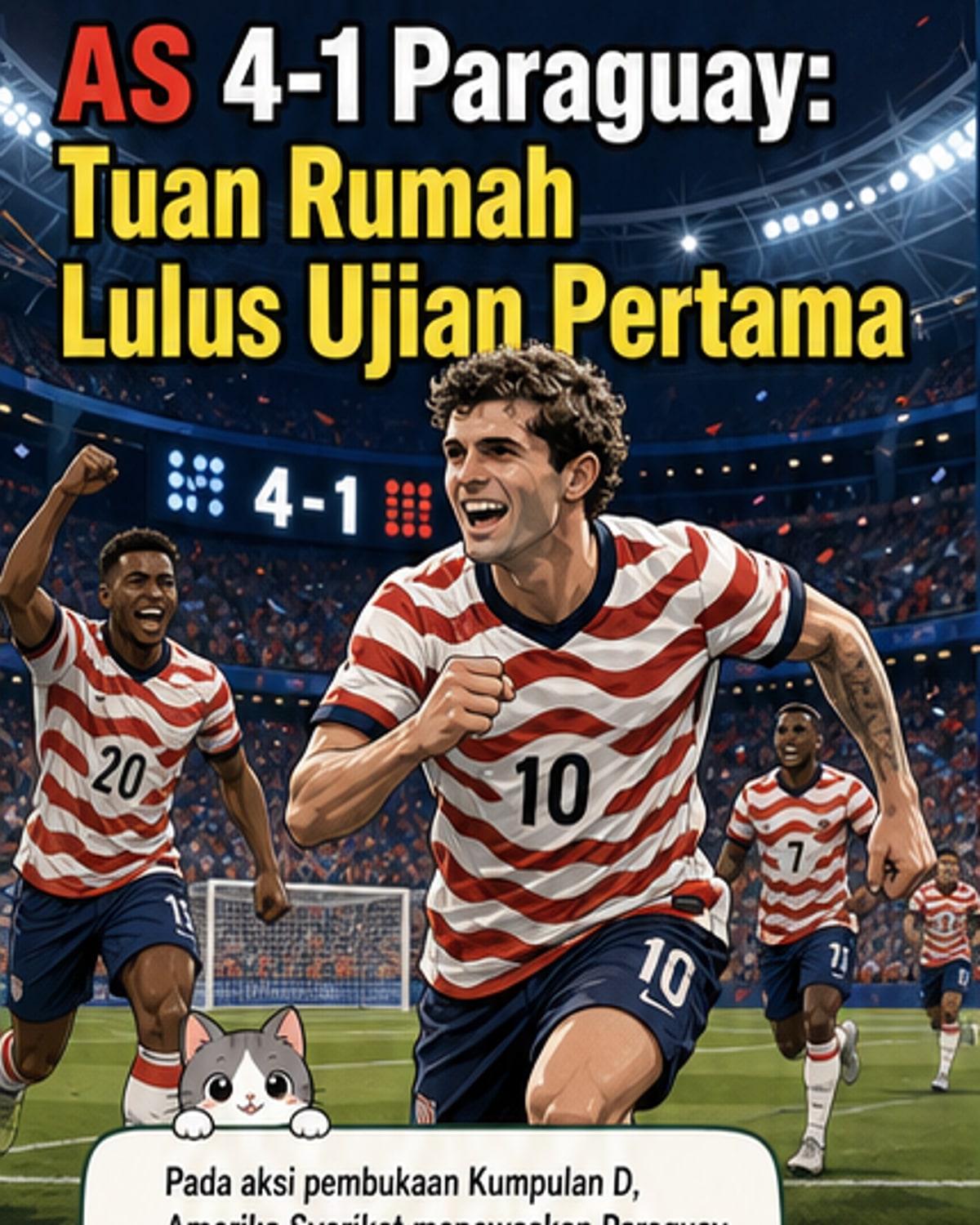 AS menang 4-1 ke atas Paraguay di pembukaan Piala Dunia