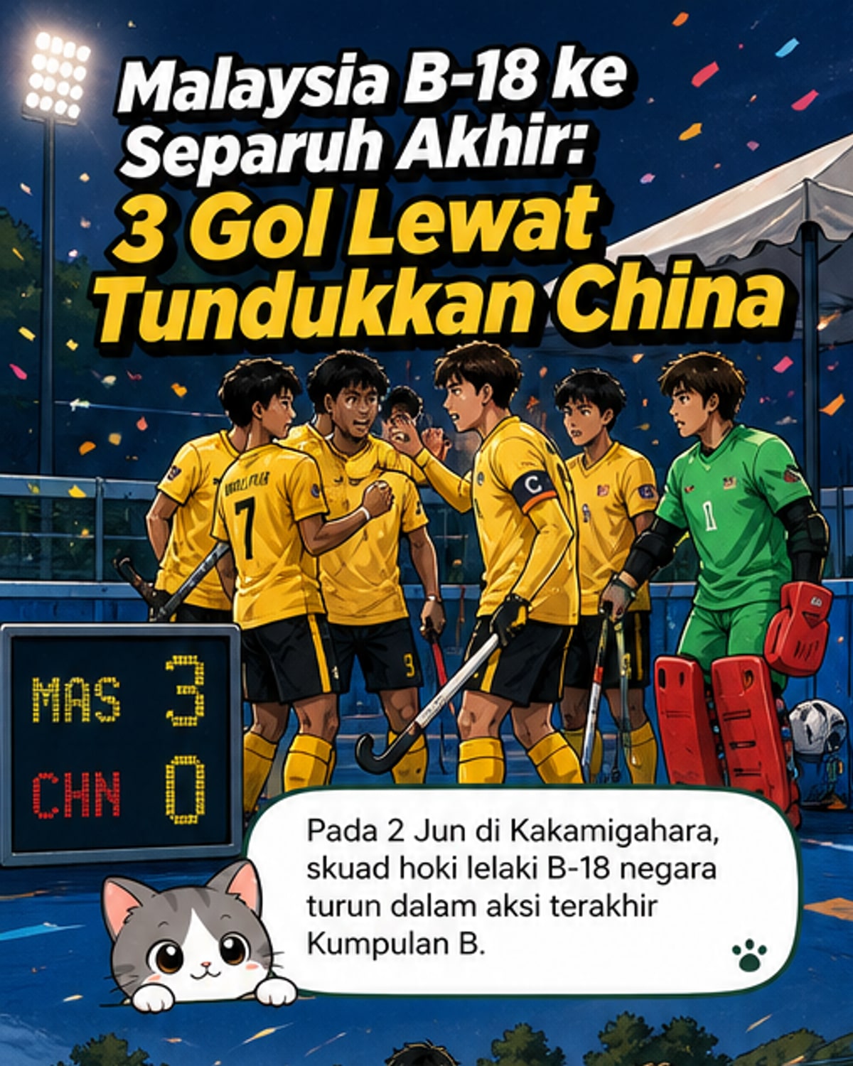 Malaysia mara ke separuh akhir Hoki Piala Asia B-18