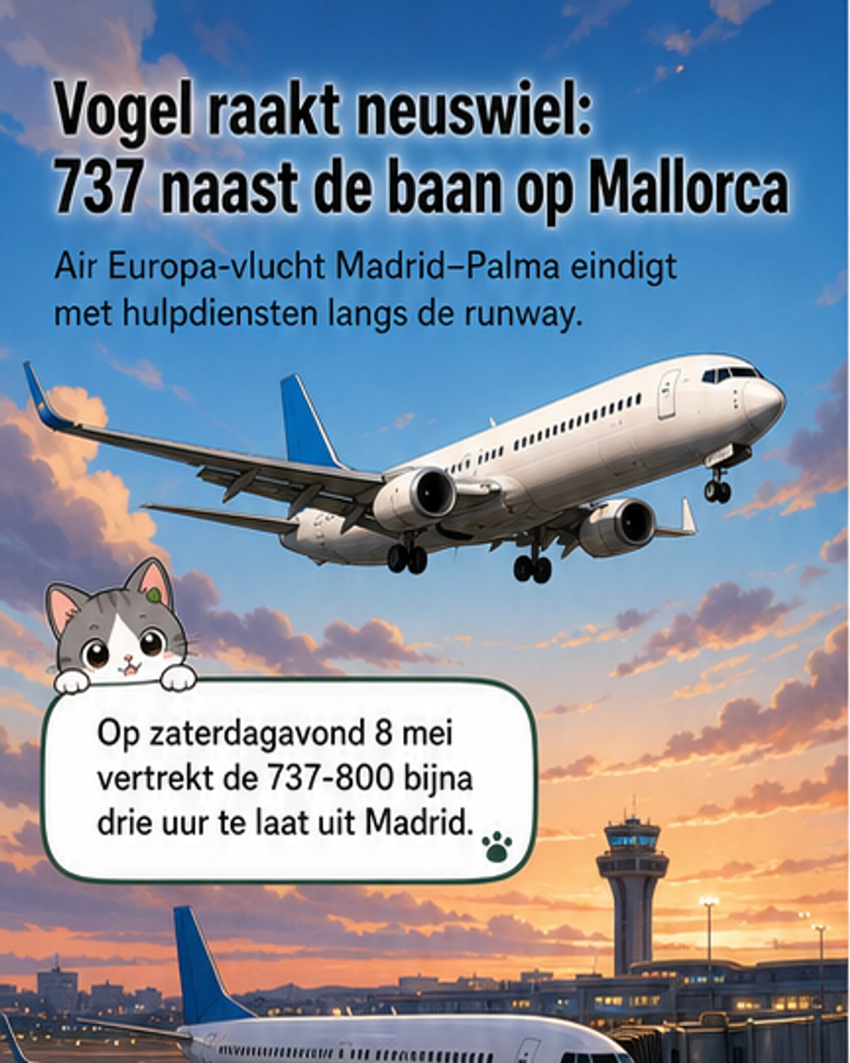 Boeing 737 raakt beschadigd door vogel
