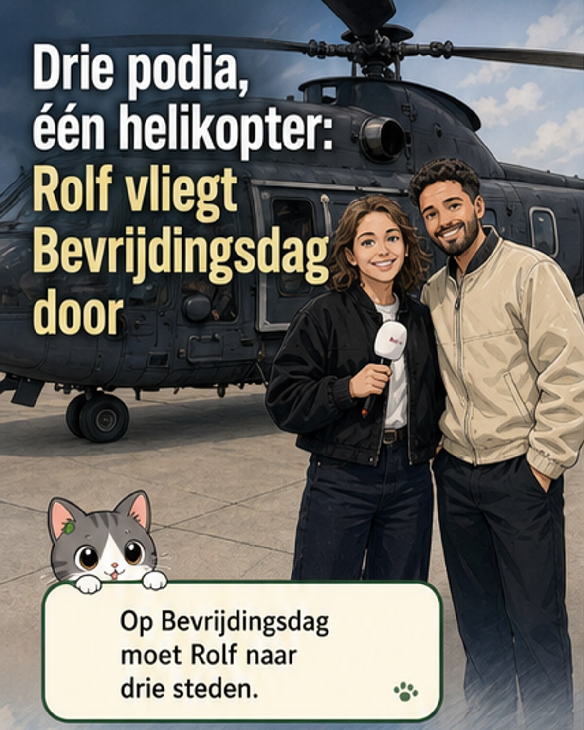 Zanger vliegt per helikopter naar optredens