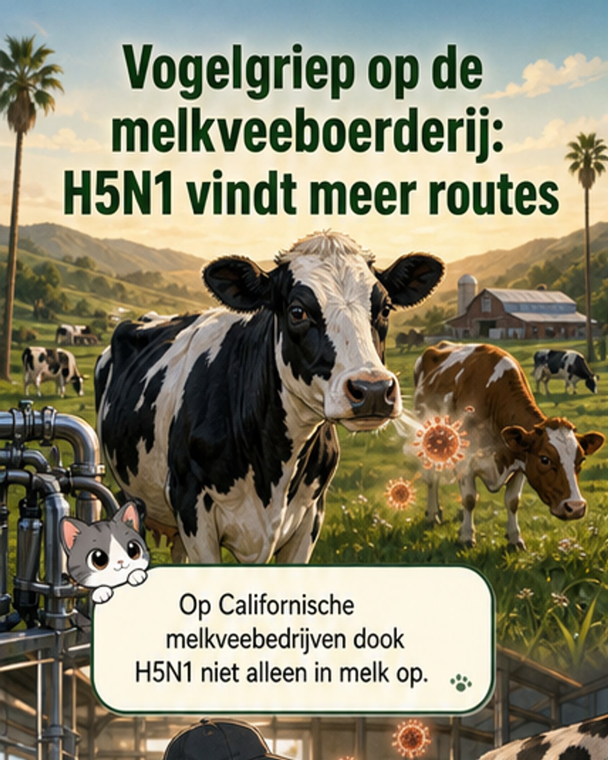 Dodelijk vogelgriepvirus verspreidt zich via melkvee