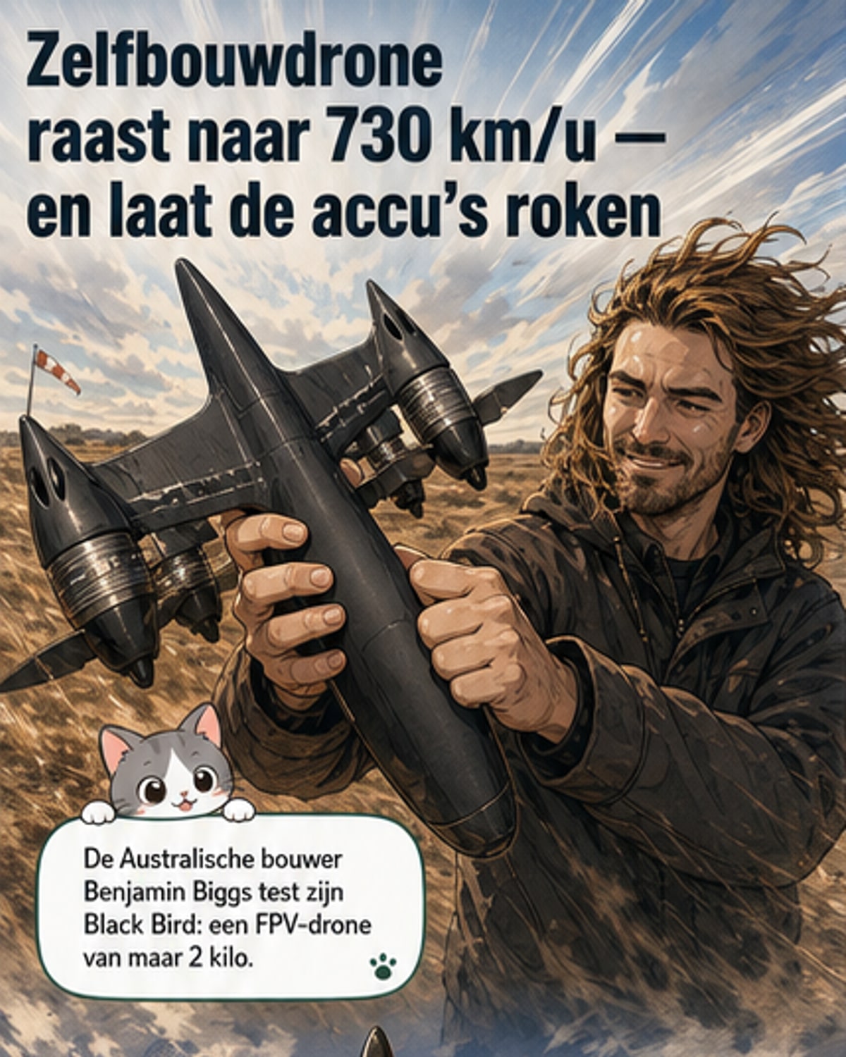 Zelfbouwdrone haalt 730 km/u