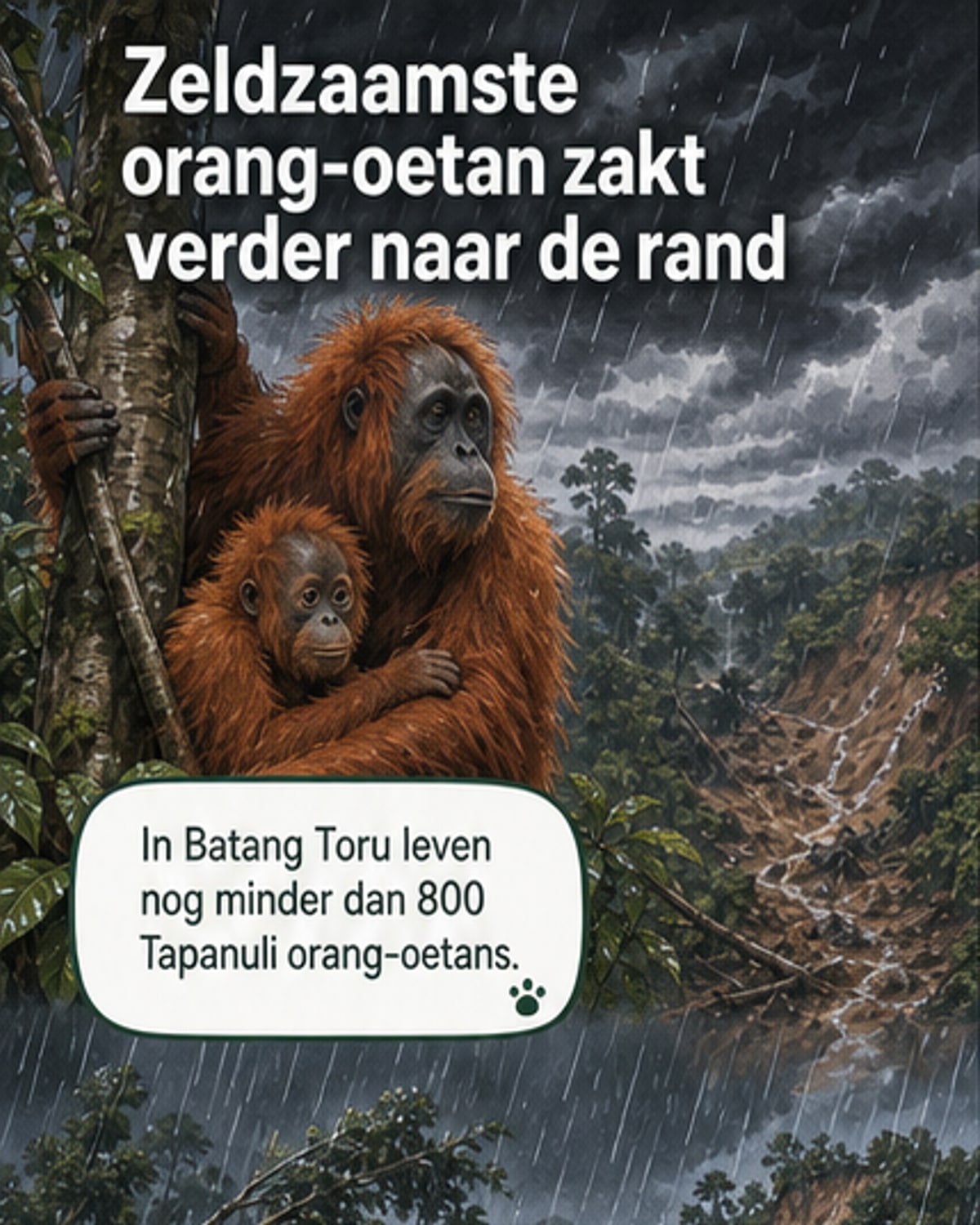 Zeldzaamste orang-oetan op rand uitsterven