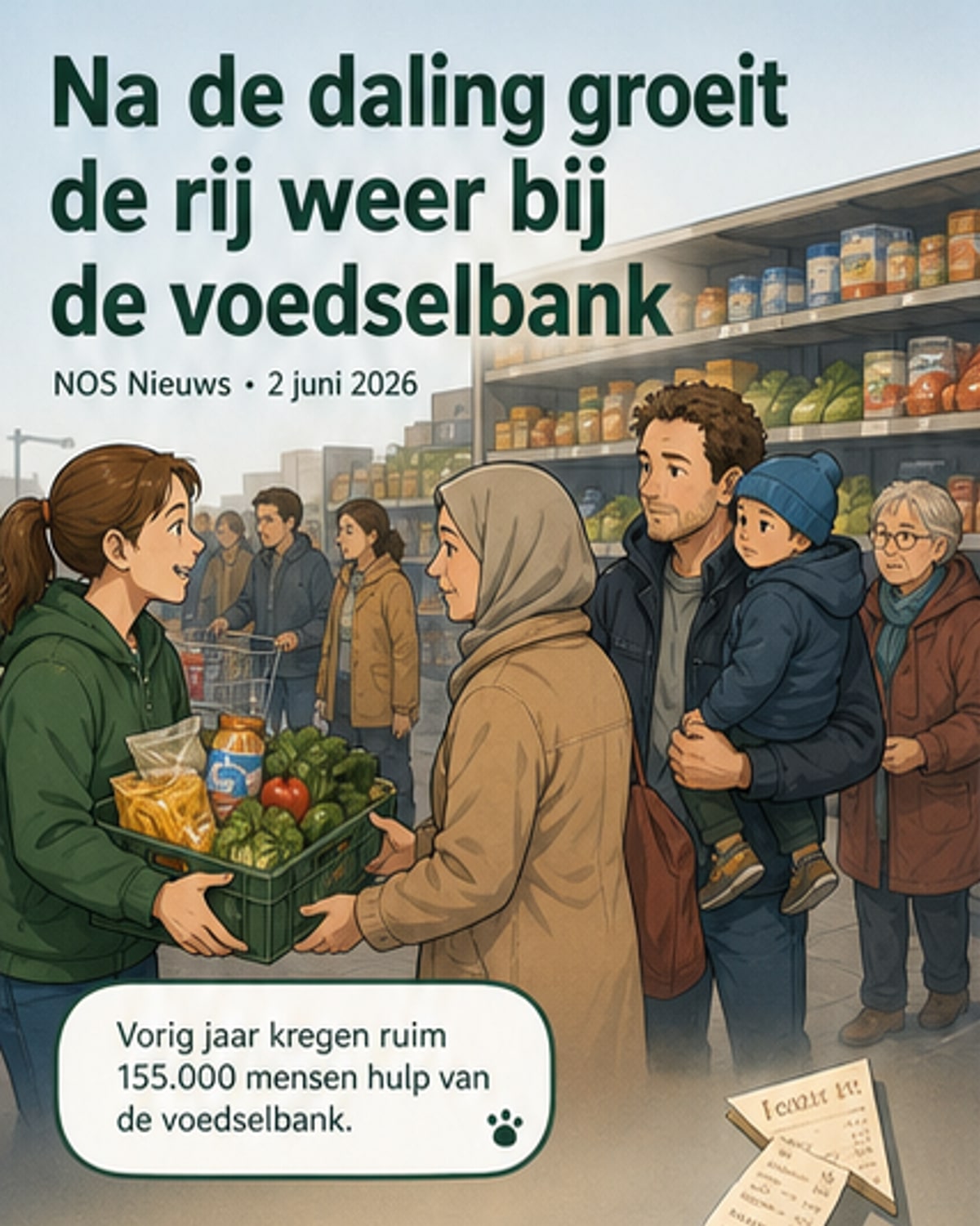 Meer mensen naar voedselbank