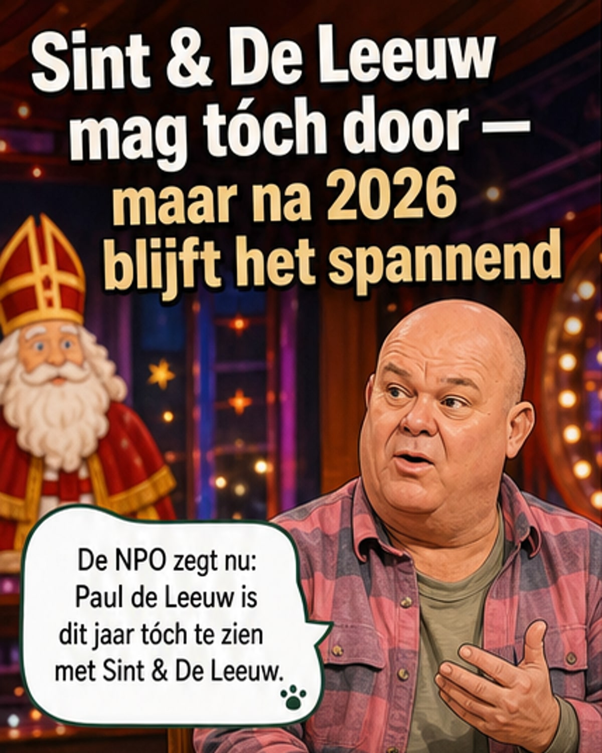 Sint-show van Paul de Leeuw gaat door in 2026