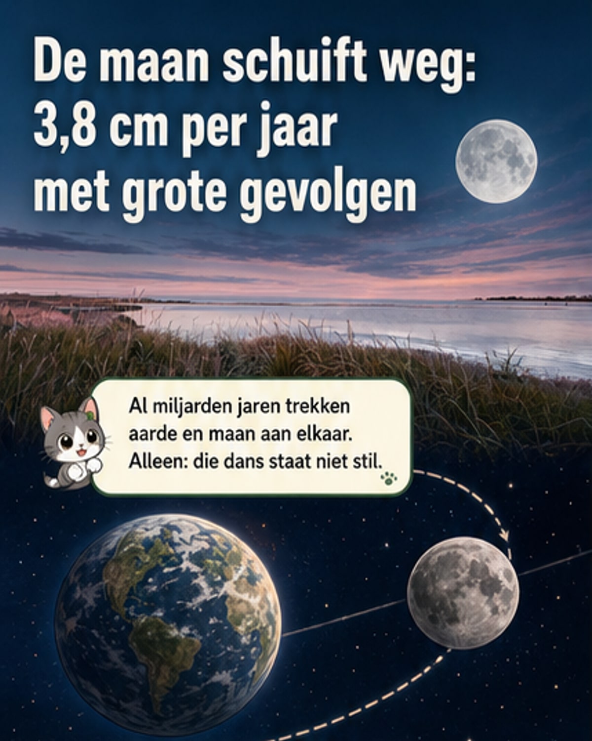 De Maan drijft langzaam weg