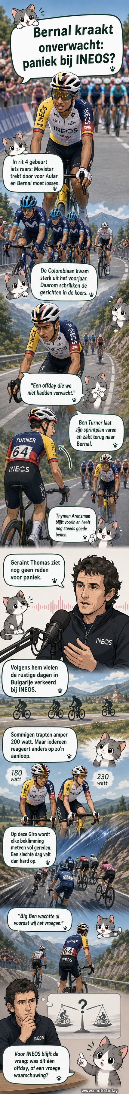 Egan Bernal op de fiets tijdens een zware beklimming in de Giro, met een frons van inspanning.