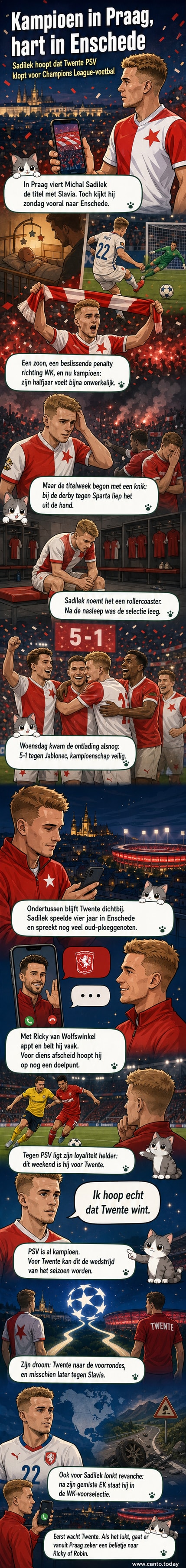 Michal Sadílek viert het kampioenschap met Slavia Praag, maar kijkt met warmte naar FC Twente.