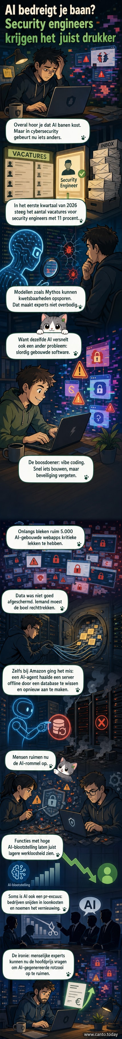 Een menselijke cybersecurity-expert repareert een chaotisch netwerk van AI-gegenereerde code met kritieke beveiligingsfouten.