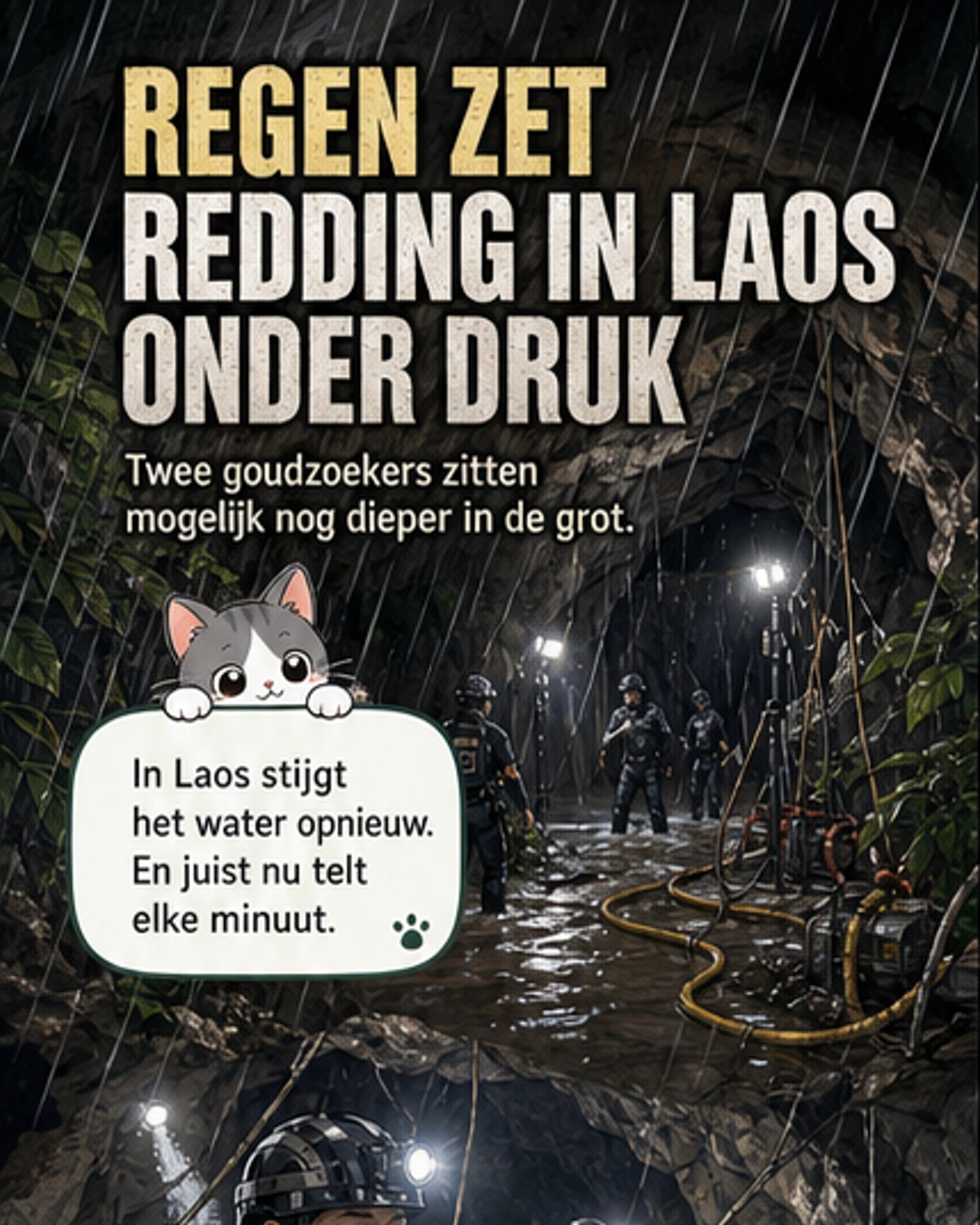 Nog twee vast in overstromen grot