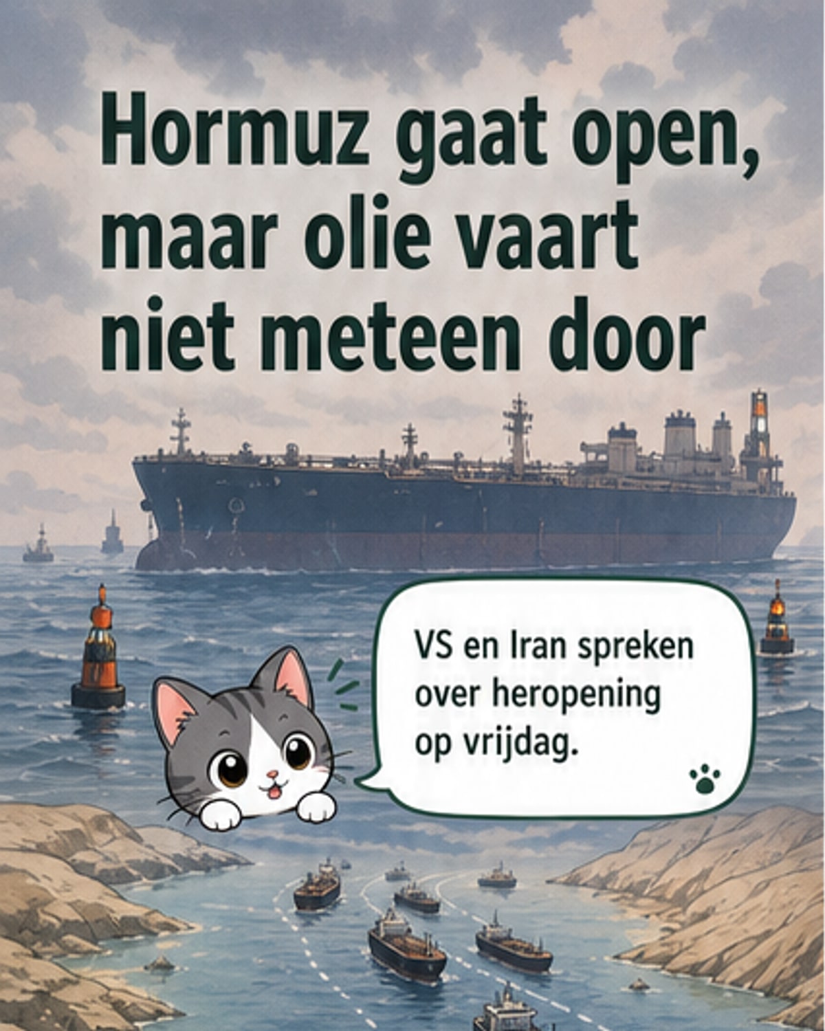 Scheepvaart vrij, maar olie blijft steken