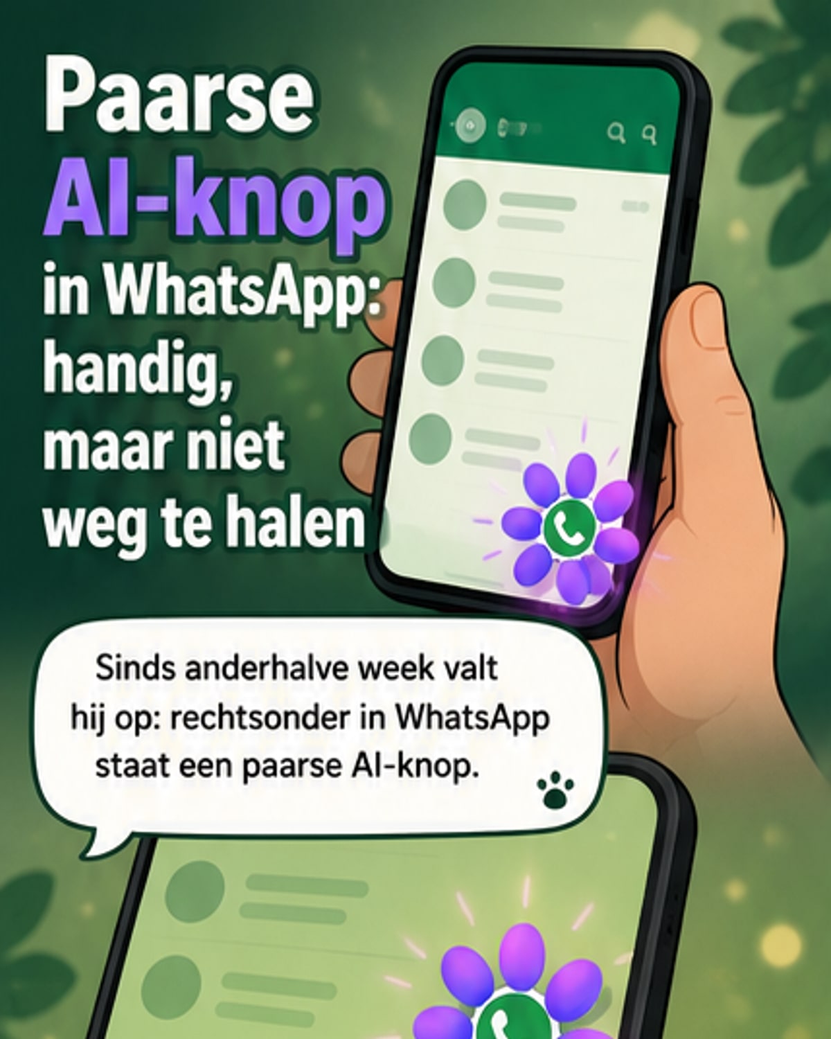 WhatsApp introduceert paarse AI-knop