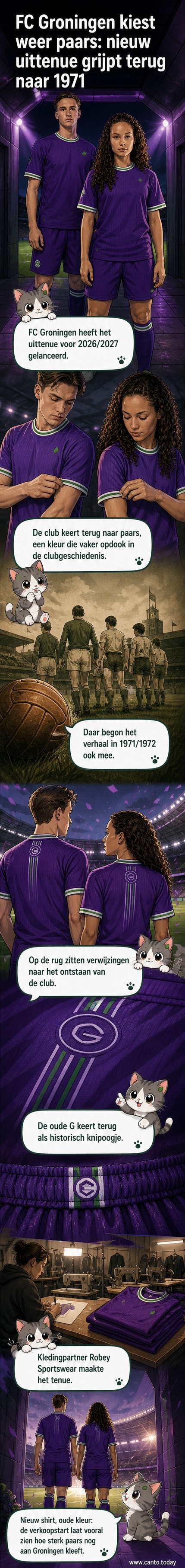 FC Groningen speelt weer in paars: nieuw uittenue voor 2026/2027 met historische details zoals de oude G op de broek.