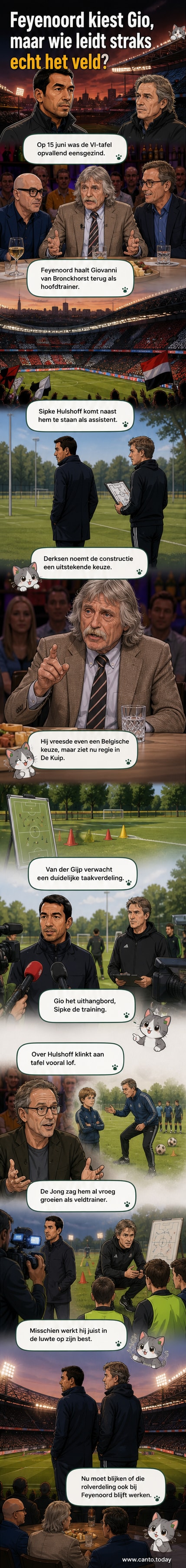 Illustratie van Giovanni van Bronckhorst en Sipke Hulshoff samen op het veld, met Feyenoord-logo op de achtergrond.