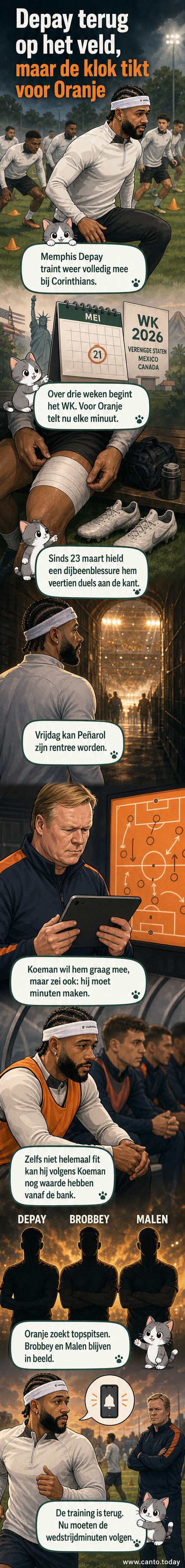 Memphis Depay in trainingsoutfit tijdens een oefening met teamgenoten van Corinthians op het veld