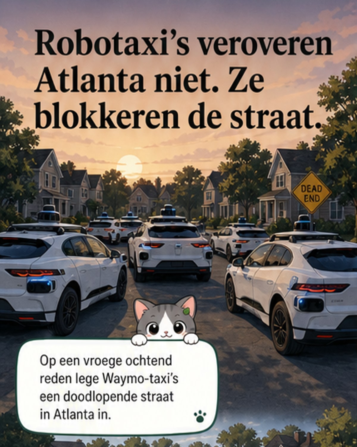 Lege robotaxi’s blokkeren straat