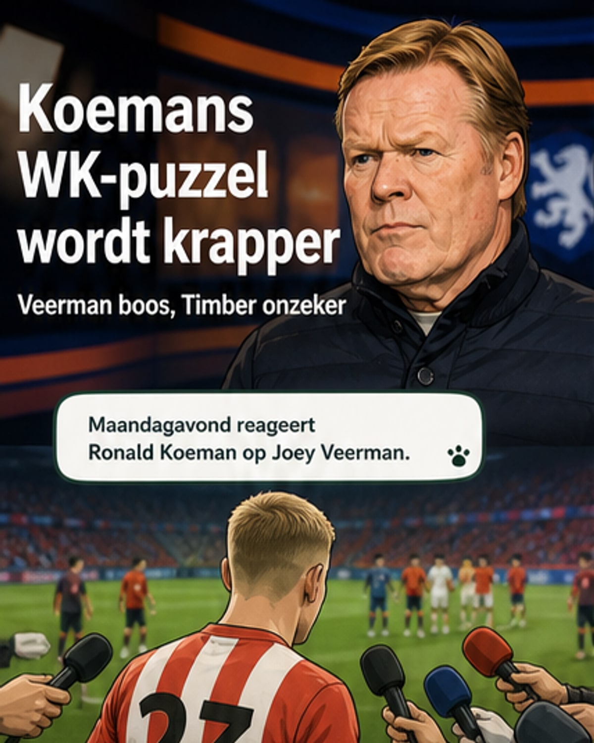 Koeman reageert op frustratie Veerman