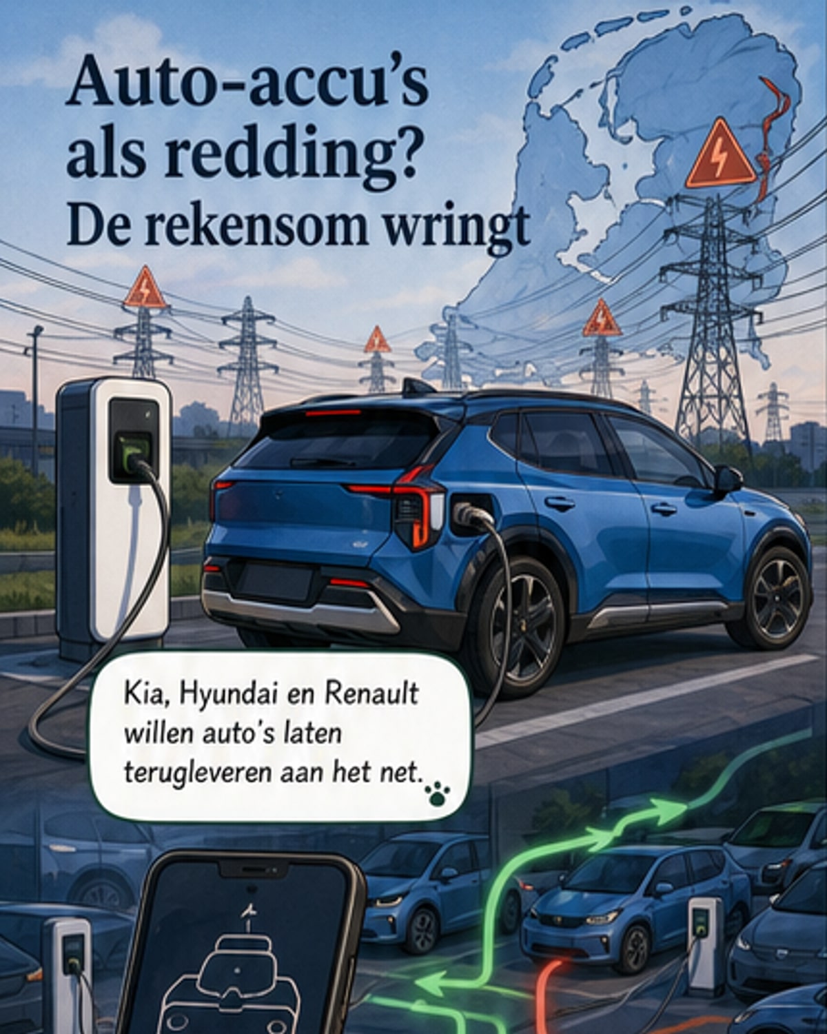 Elektrische auto’s helpen weinig tegen netvolheid