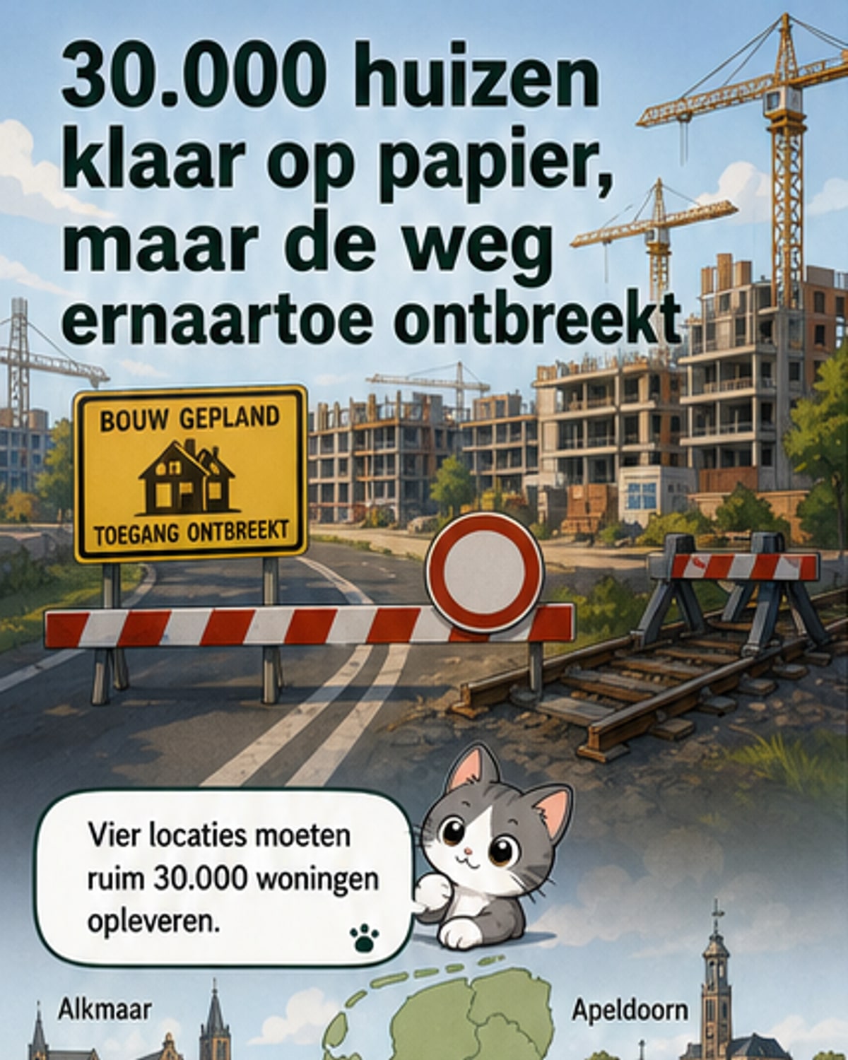 30.000 nieuwe huizen, geen wegen of spoor