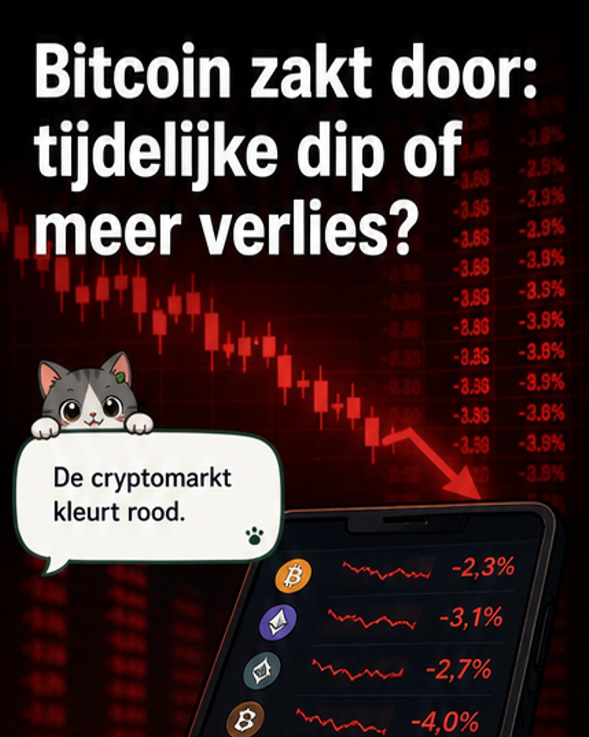 Bitcoin daalt, markt onder druk
