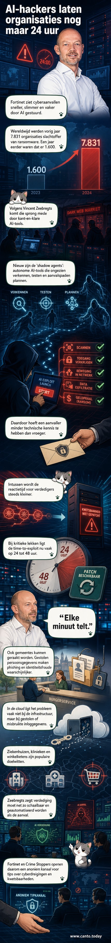 Een donkere serverkamer met flitsende rode waarschuwingslichten, terwijl een schaduwachtige AI-agent zich via een netwerkversleuteling naar binnen werkt.