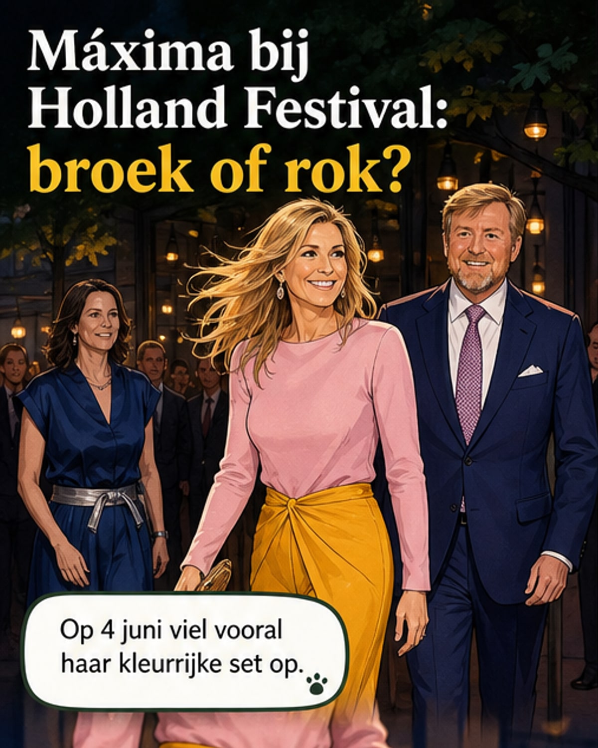 Koningin Máxima trekt blikken met kleurrijke outfit